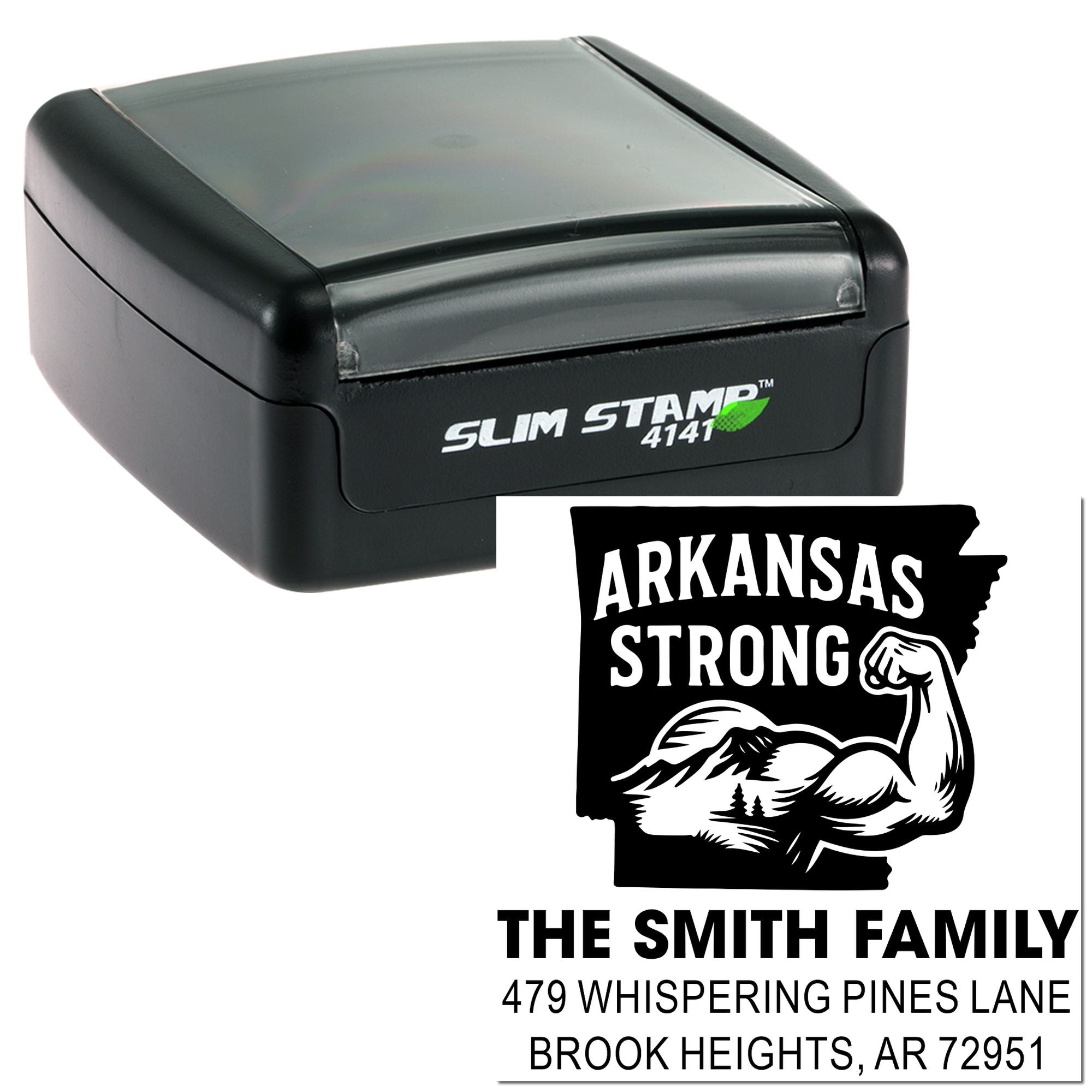 Arkansas Strength Custom Branding Square Rubber Stamp for Cards, Personalized Pre-Inked Stamp for Small Businesses and Event Planners