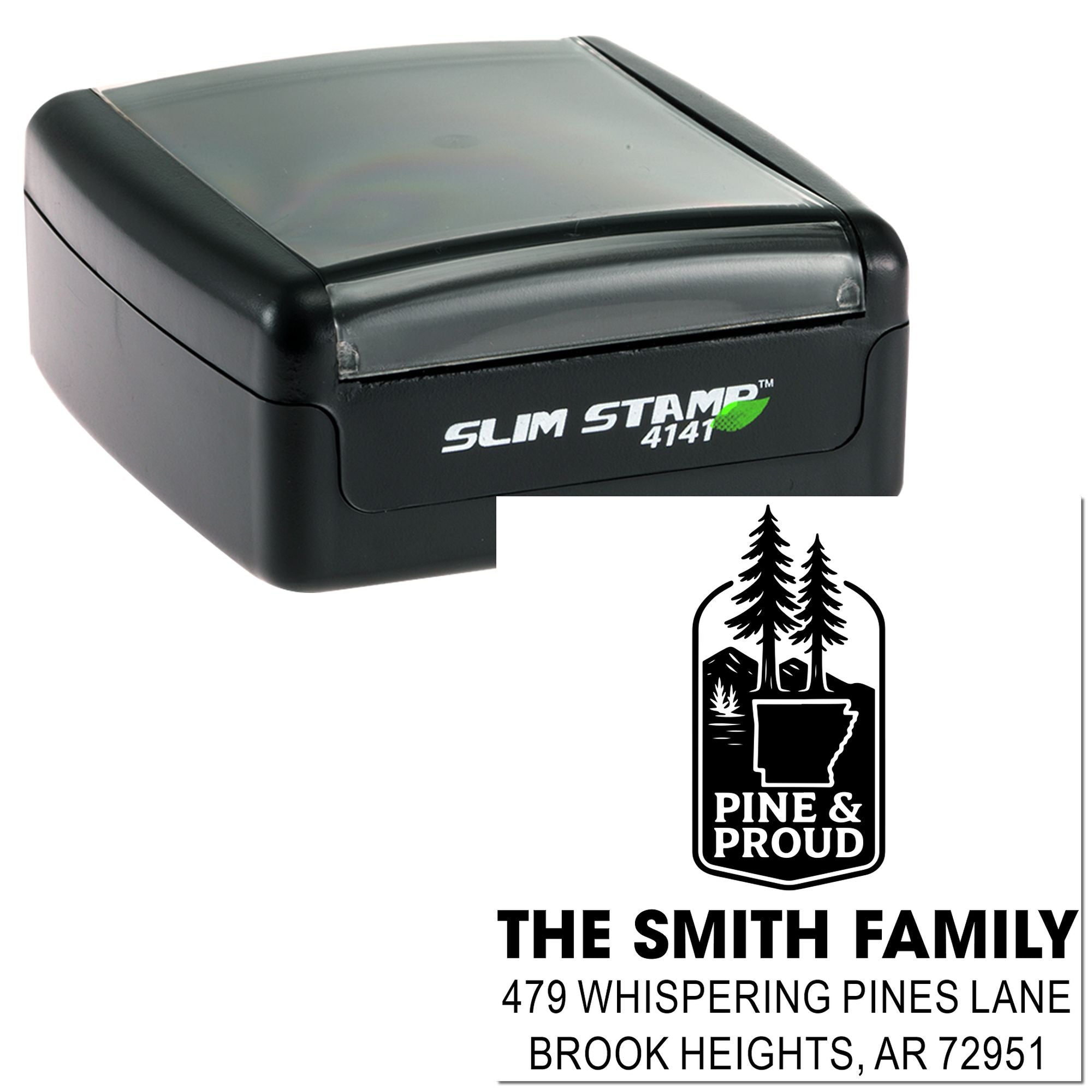 Pine State Pride Personalized Square Address Pre-Inked Stamp for Home & Business