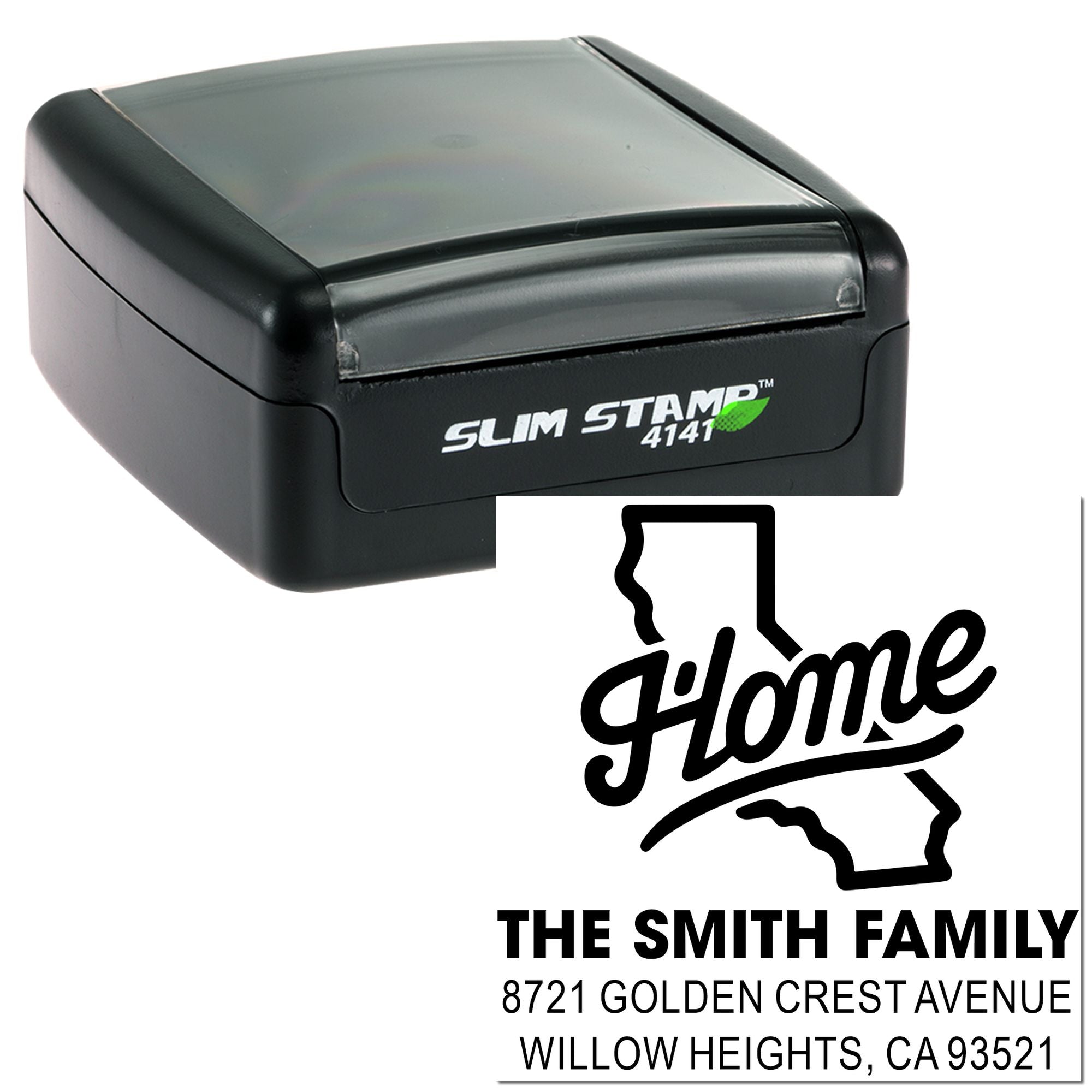Self-inking Slim Stamp custom home address rubber stamp for The Smith Family return mail.