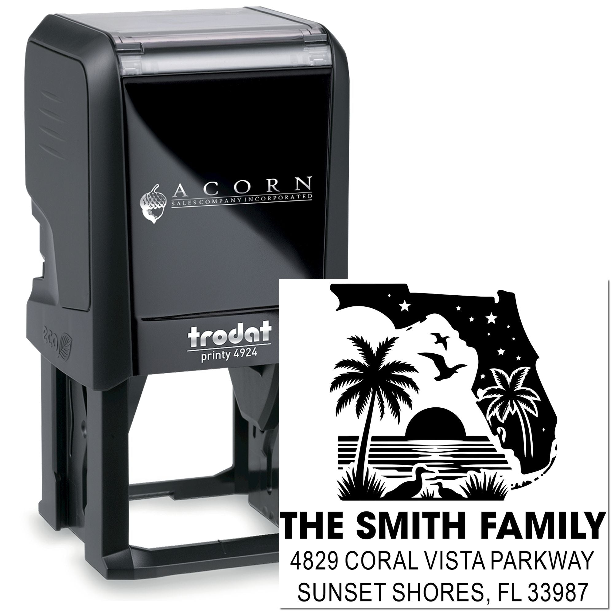 Tropical Sunset Silhouette Self-Inking Stamp