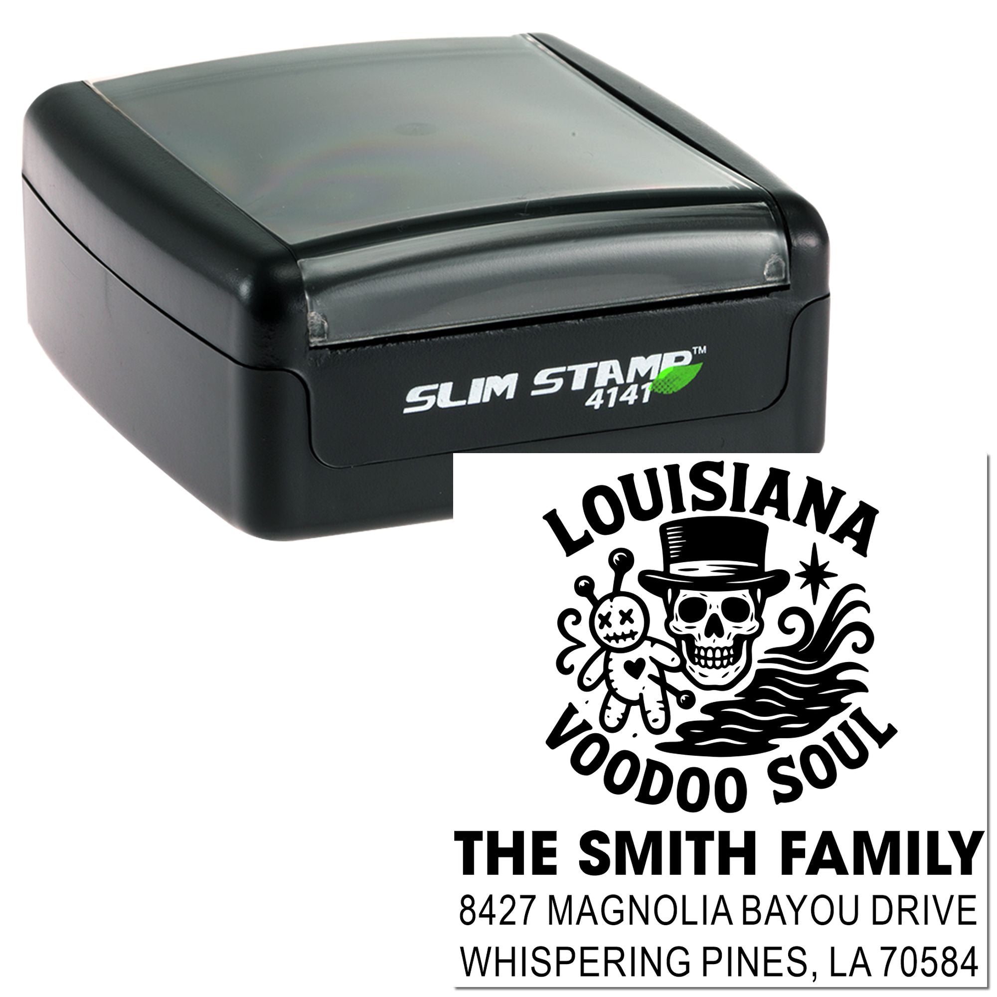 Voodoo Soul Design Custom Heritage 3-Line Branding Rubber Stamp, 1-5/8" Square , Slim Pre-Inked Stamp for Cards, Small Business & Craft Supplies