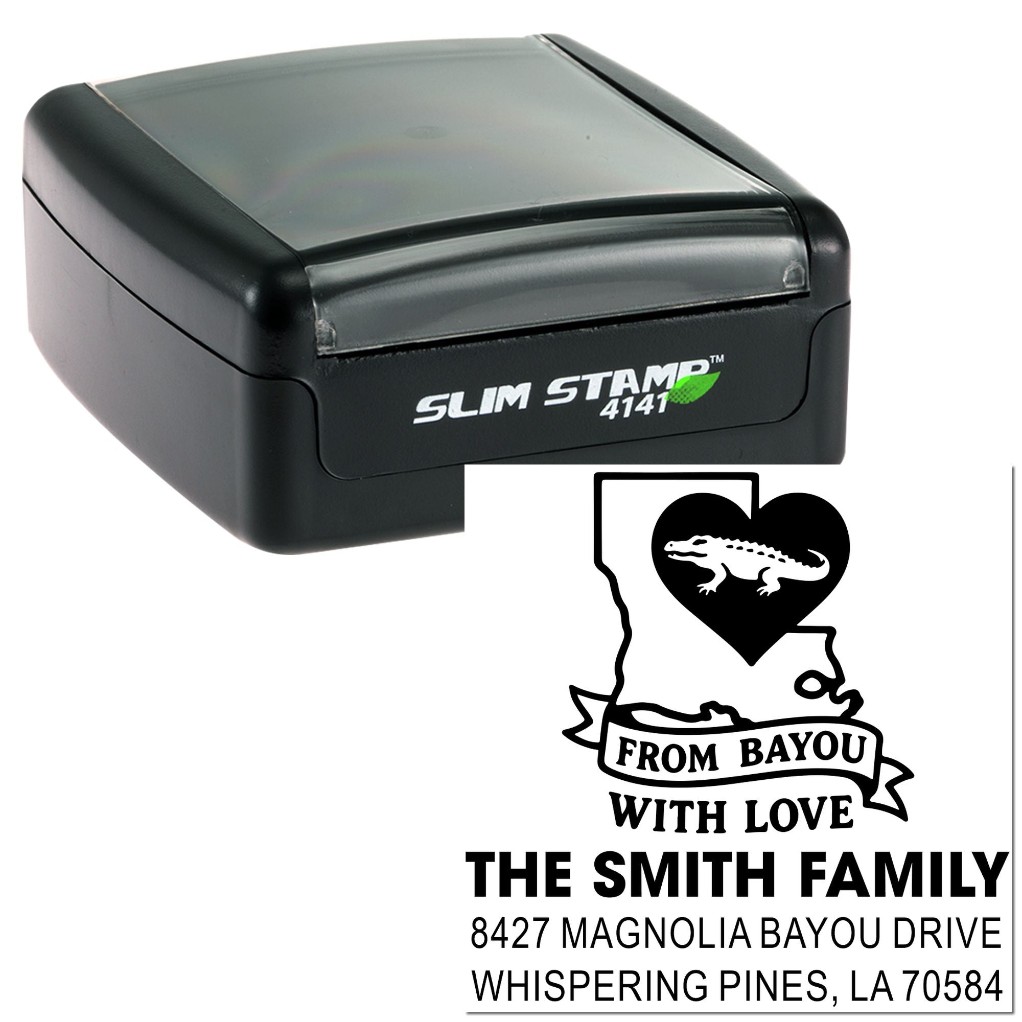 Bayou Love Design Custom Heritage 3-Line Square Rubber Pre-Inked Stamp