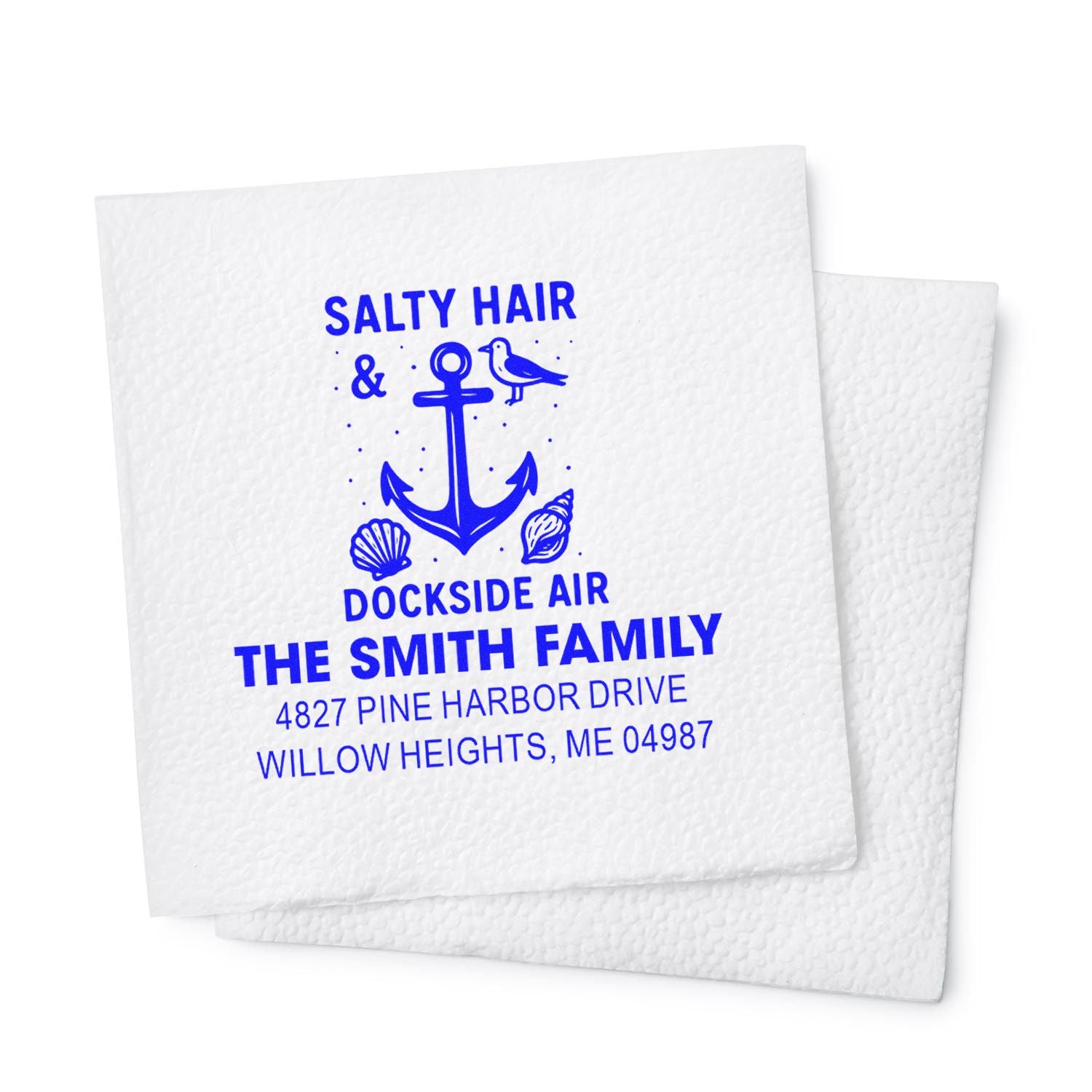Personalized nautical rubber stamp impression with anchor and return address for The Smith Family.