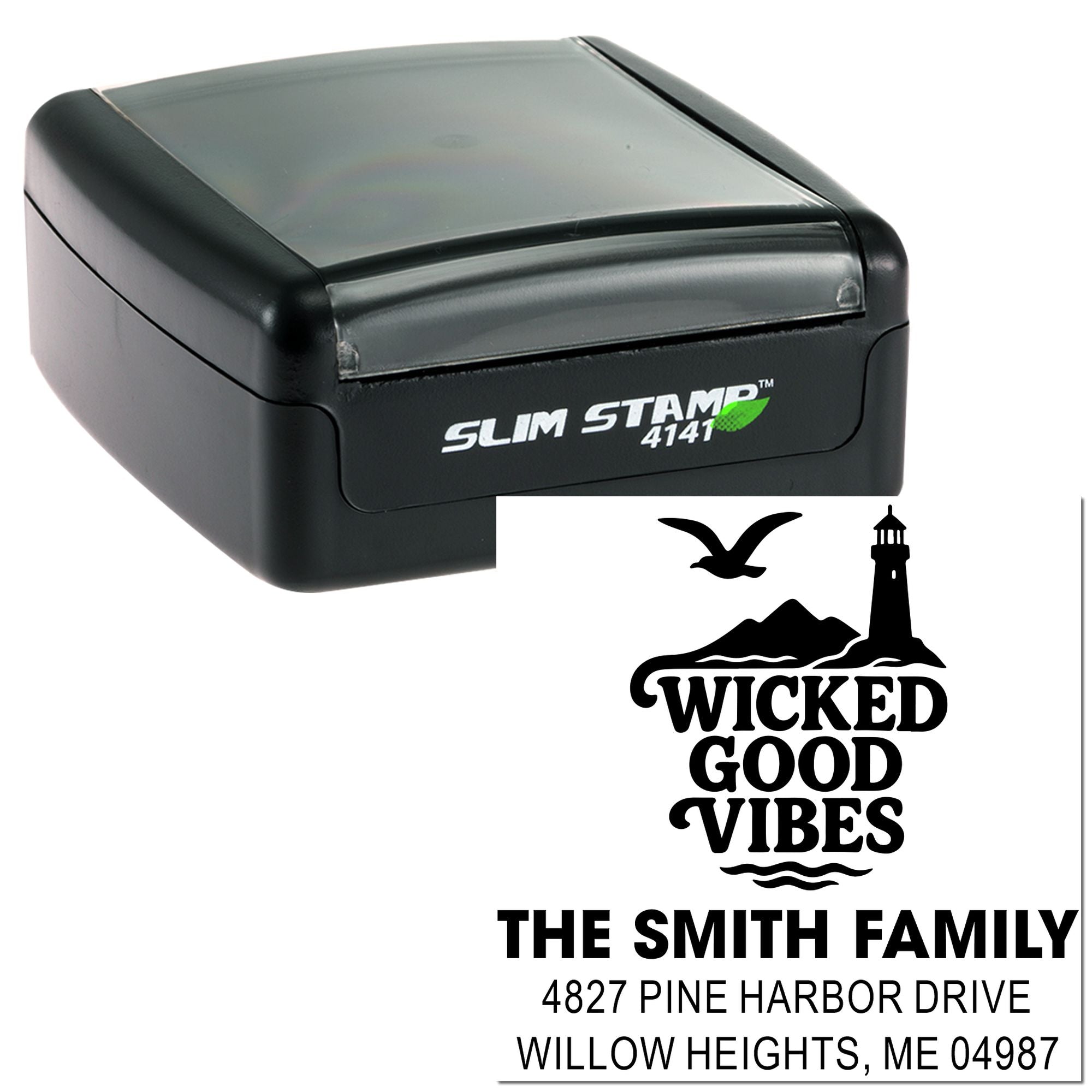 Wicked Coastal Vibes Handcrafted Beach Theme Pre-Inked Stamp