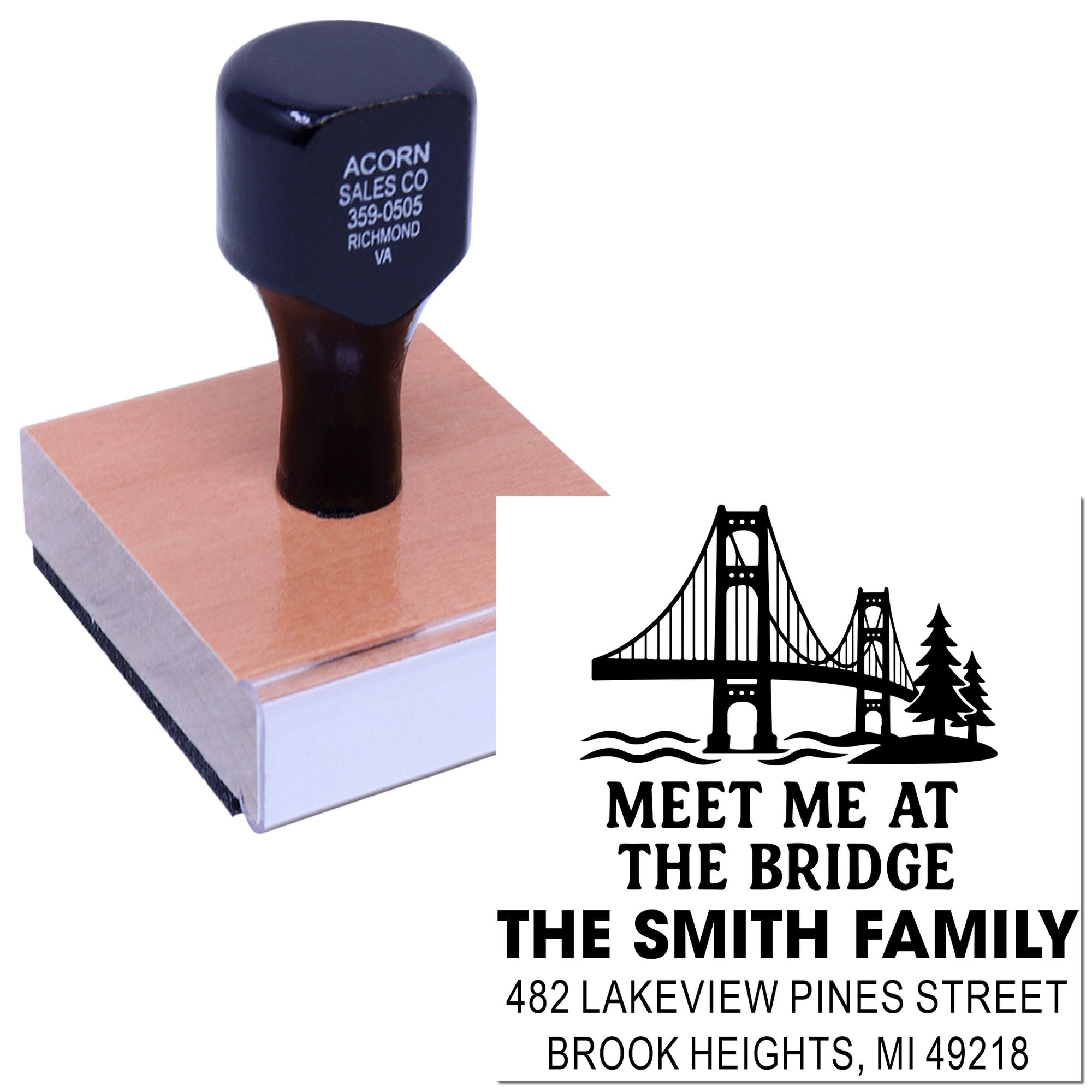 Bridge View Design Wood Handle Stamp