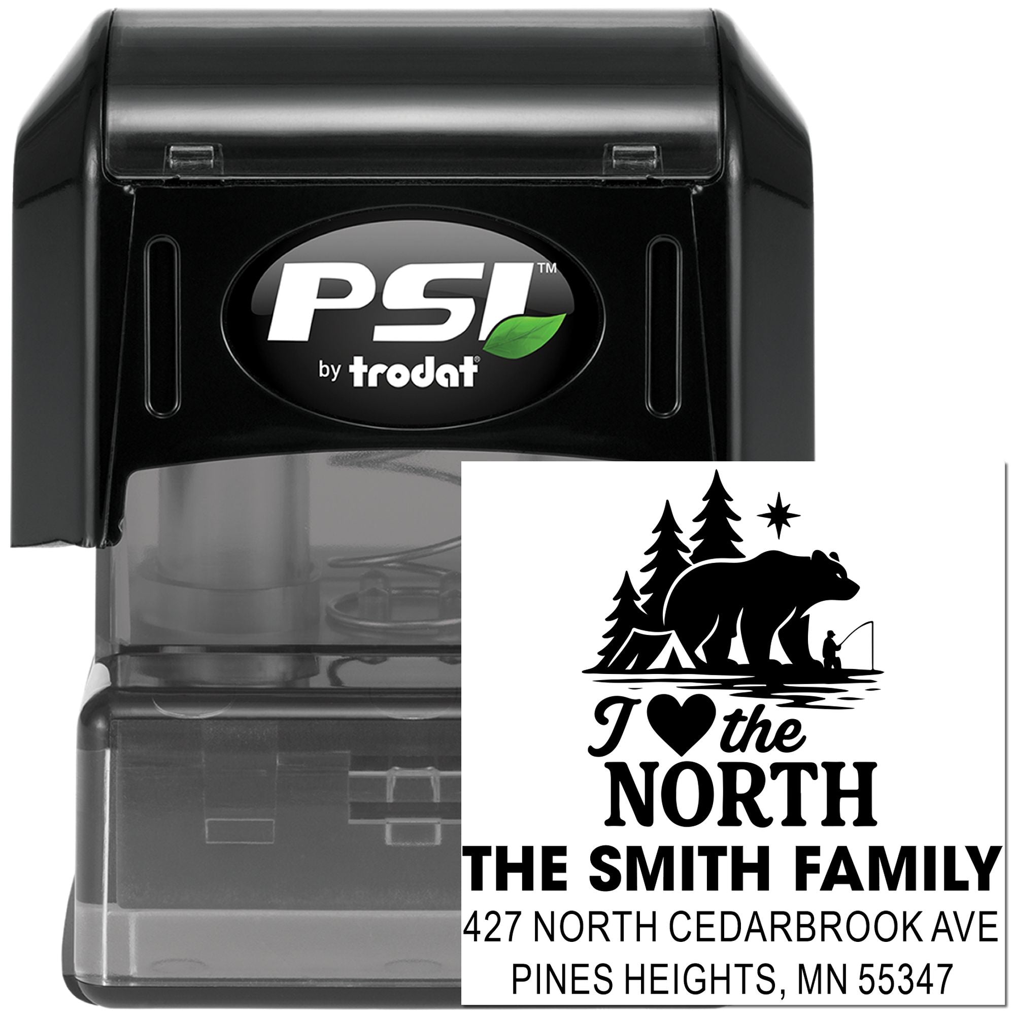 Northern Wilderness Love Personalized PSI Pre-Inked Rubber Stamp for Campers, Hunters, and Outdoor Crafters