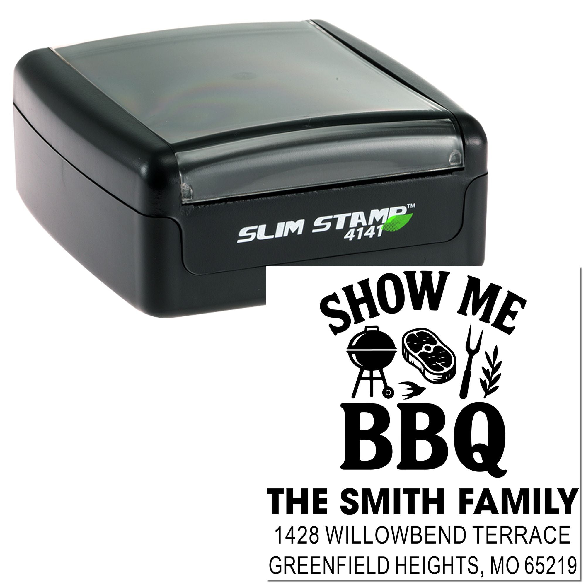 BBQ Enthusiast Personalized Square Branding Iron Pre-Inked Stamp for Pitmasters, Grill Marking Tool for Meat, & Leather