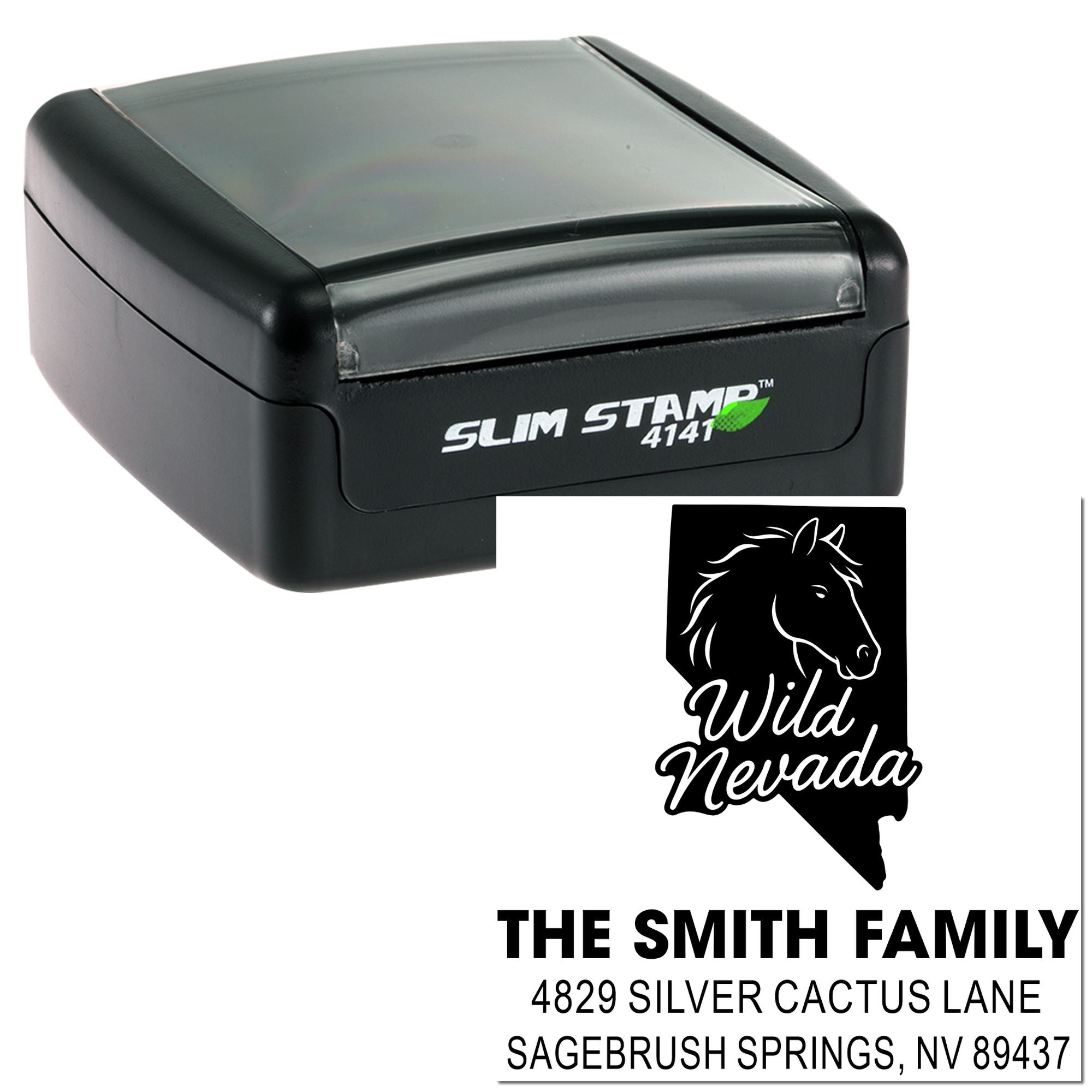 Wild Nevada Custom 3-Line Square Rubber Pre-Inked Stamp for Crafters and Small Business