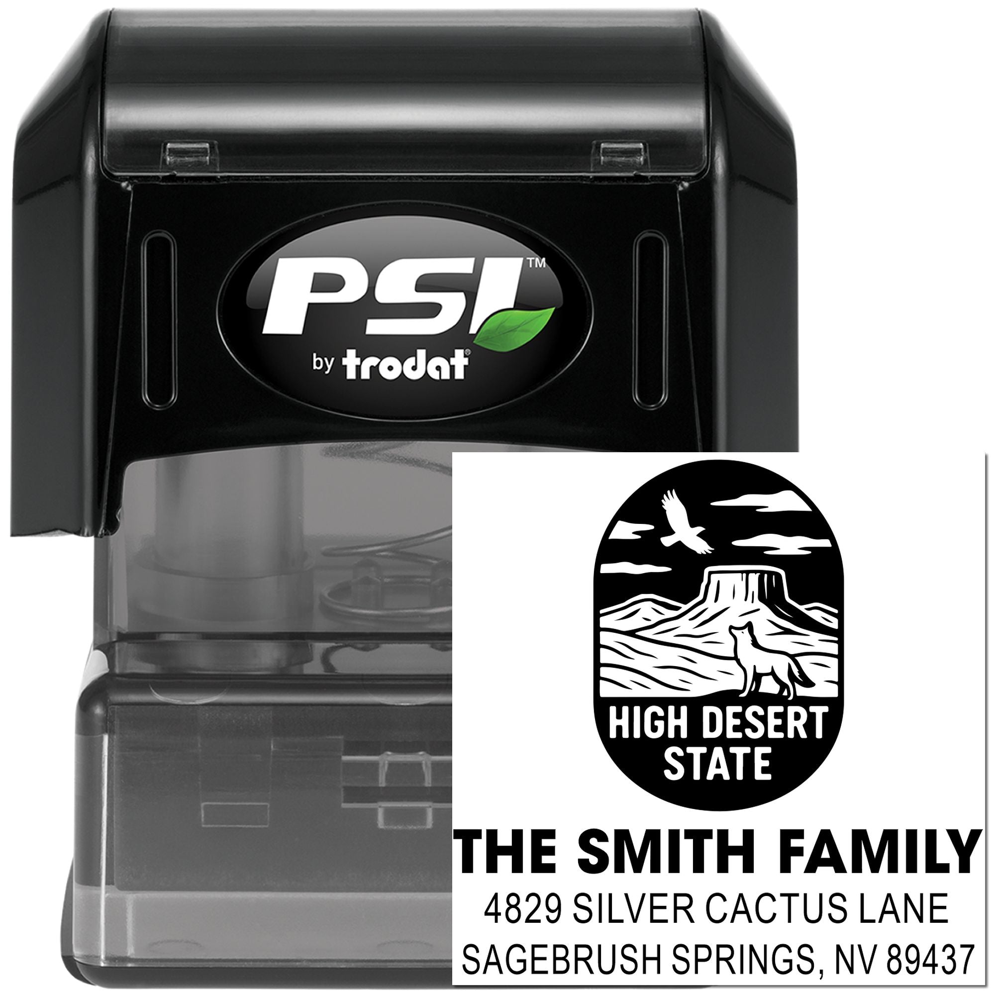 Desert Vista Mesa Sunset Silhouette Square Rubber Pre-Inked Stamp