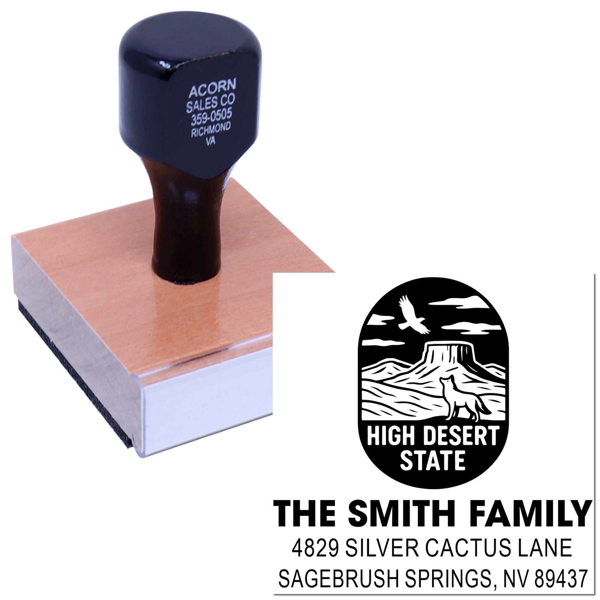 Desert Vista Emblem Wood Handle Stamp