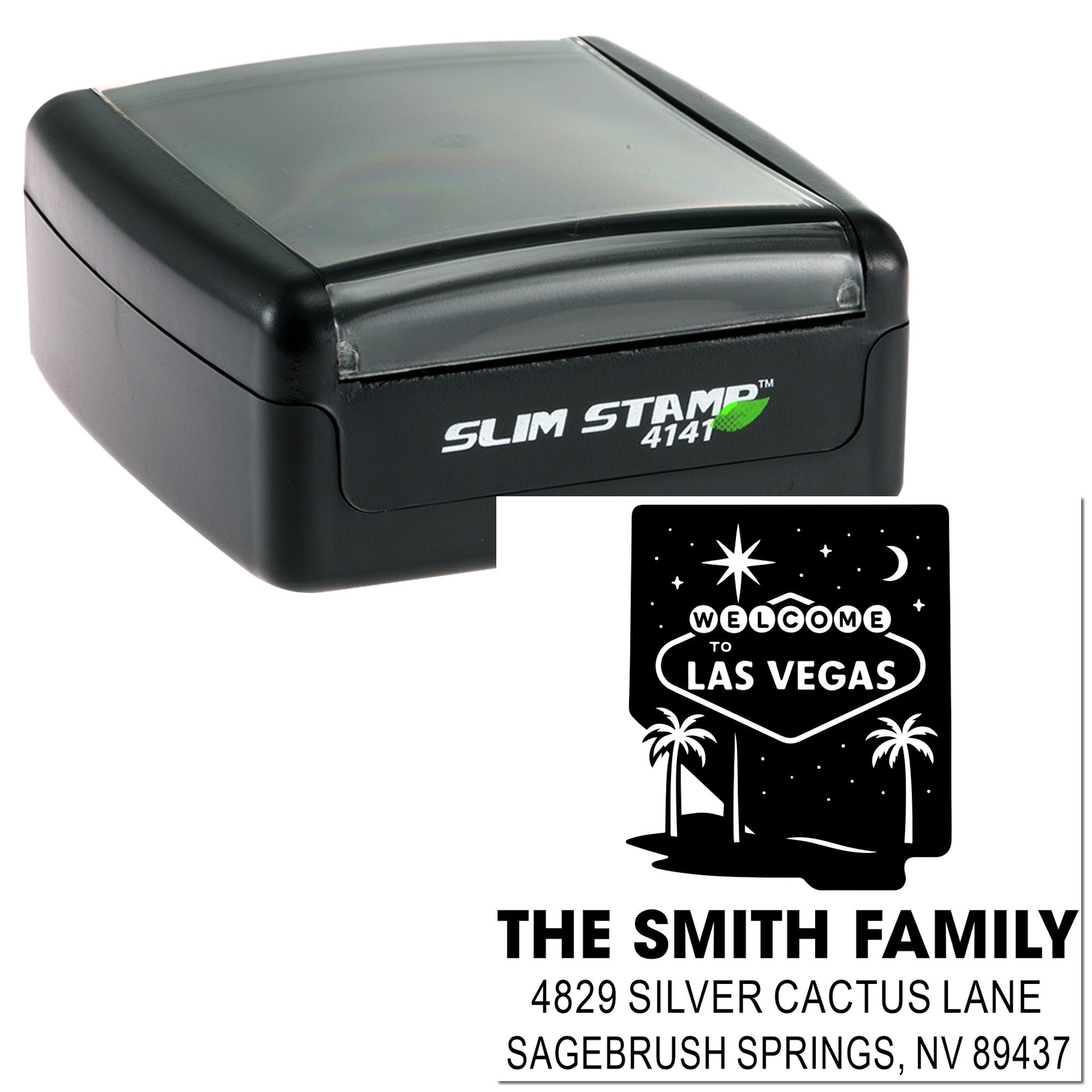 Vegas Nightscape Custom Address Pre-Inked Stamp