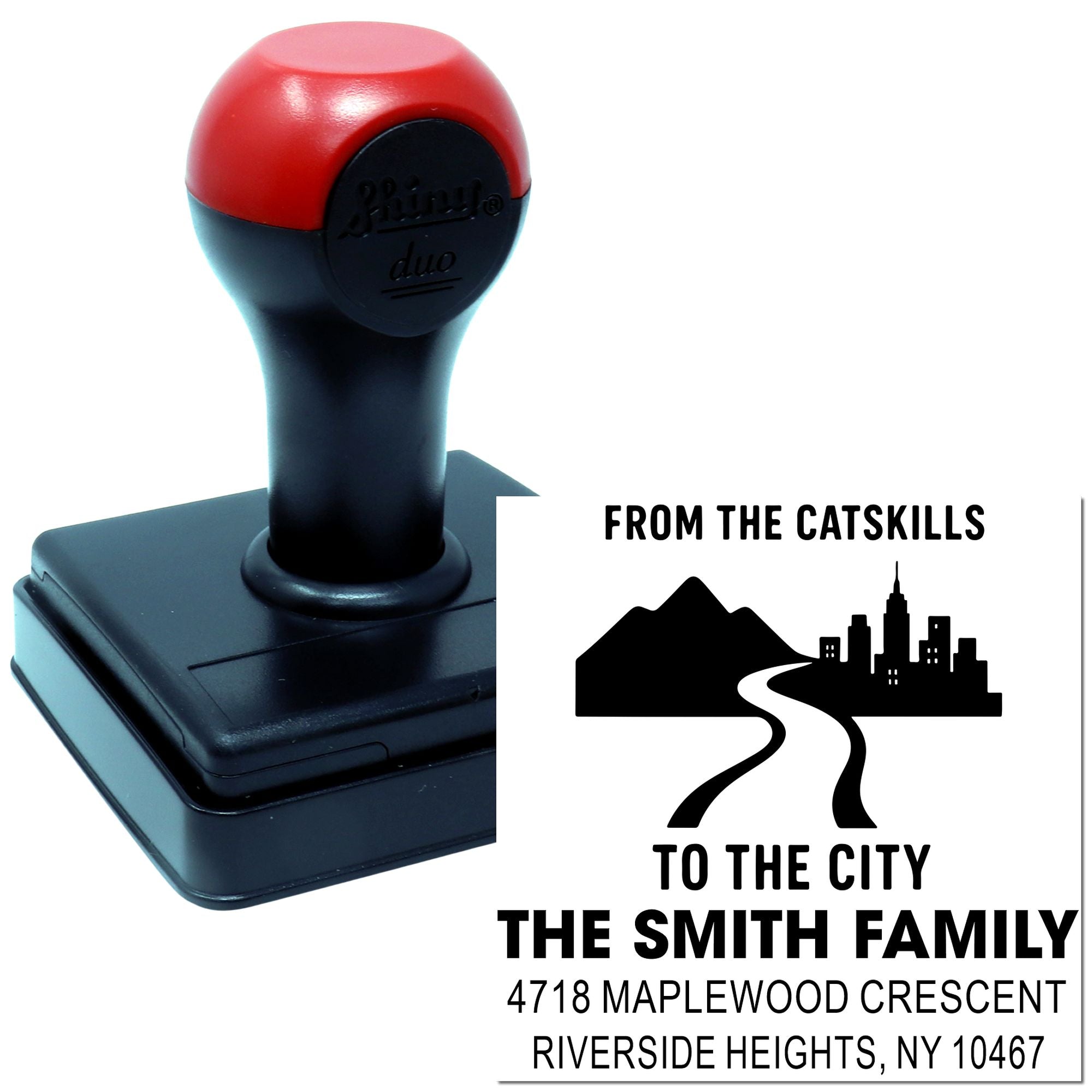 Catskills-to-City Scenic Skyline Wood Handle Rubber Stamp