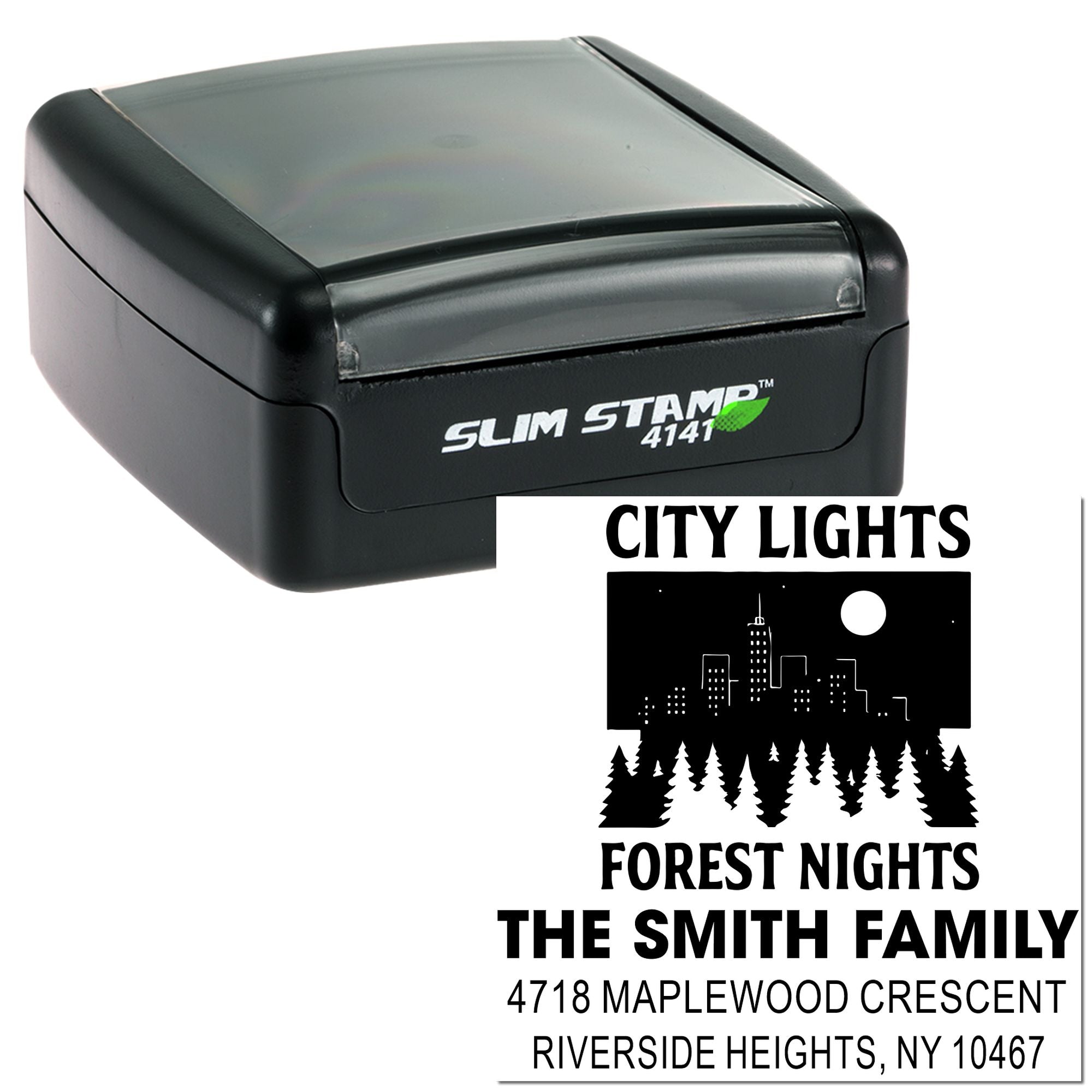 Urban Forest Serenity Personalized Monogram Address Pre-Inked Stamp