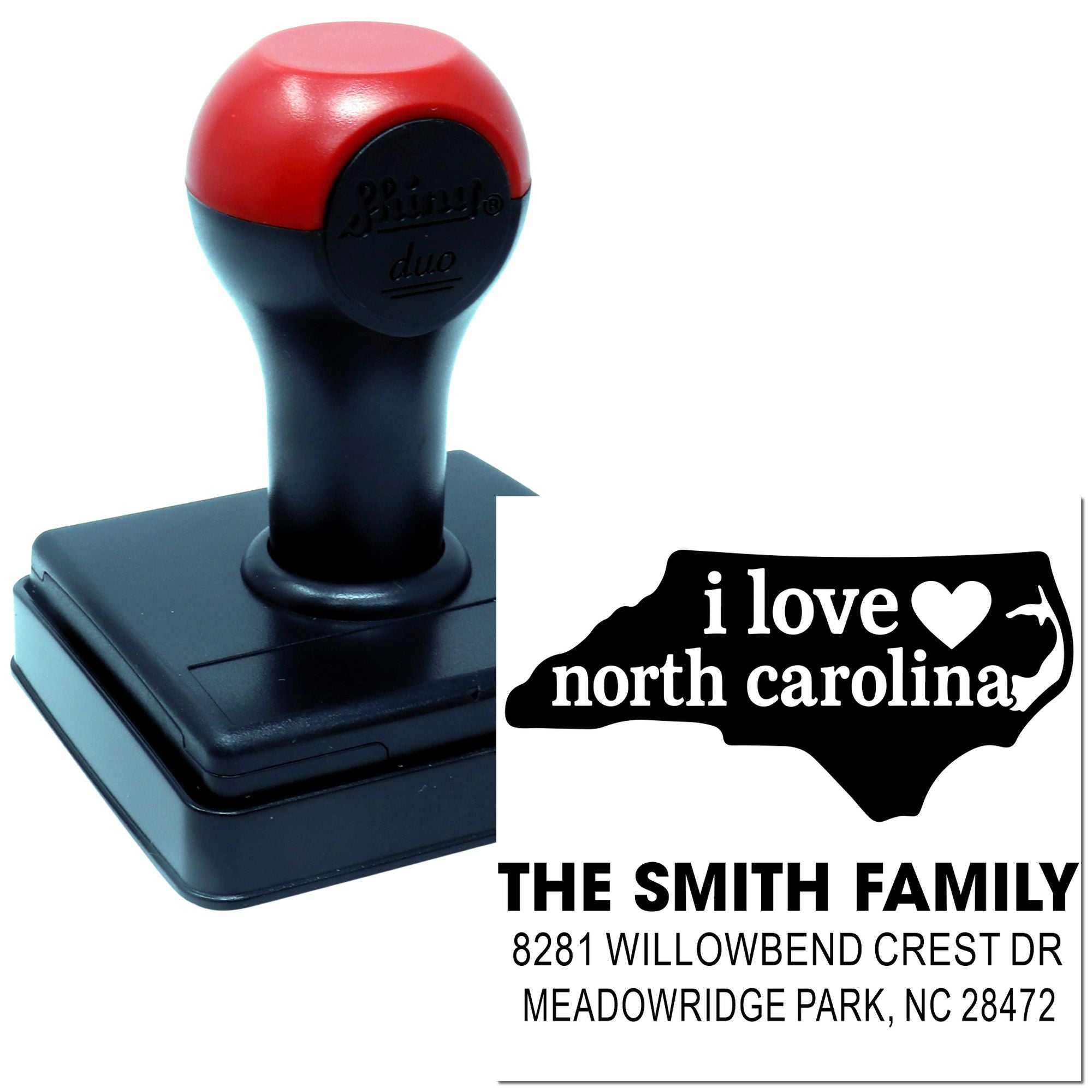 Custom Carolina Heart & Hands Love Wood Handle Rubber Stamp
