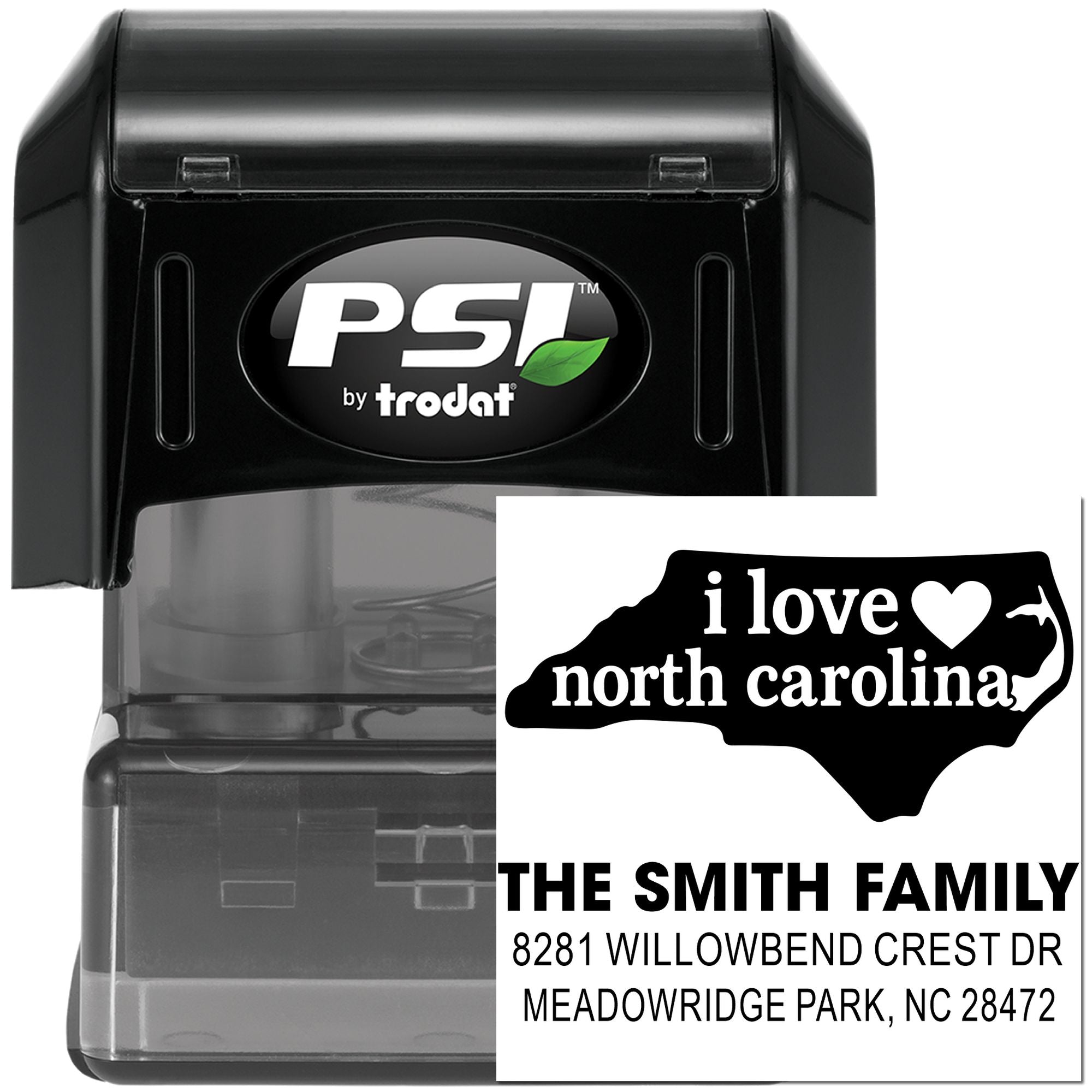 Carolina Love Custom State Wedding Pre-Inked Stamp, 1-5/8" Square Rubber Stamp for Cards & Stationery