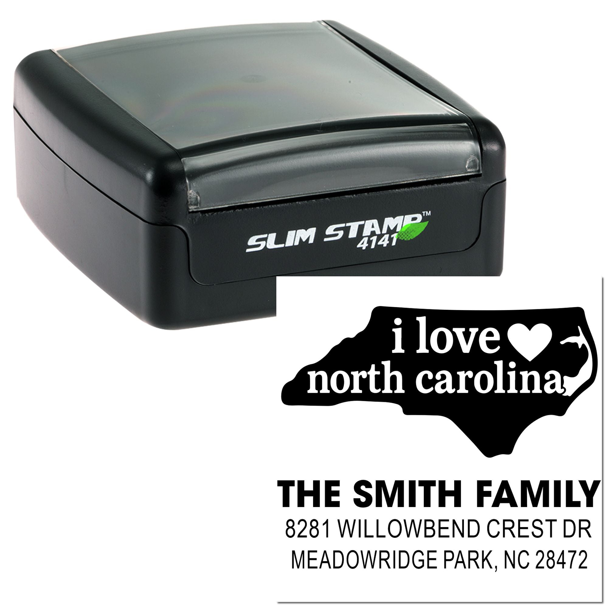 Carolina Love Custom Address Rubber Pre-Inked Stamp, 1-5/8" Square Personalized Craft Stamp for Letters and Small Businesses