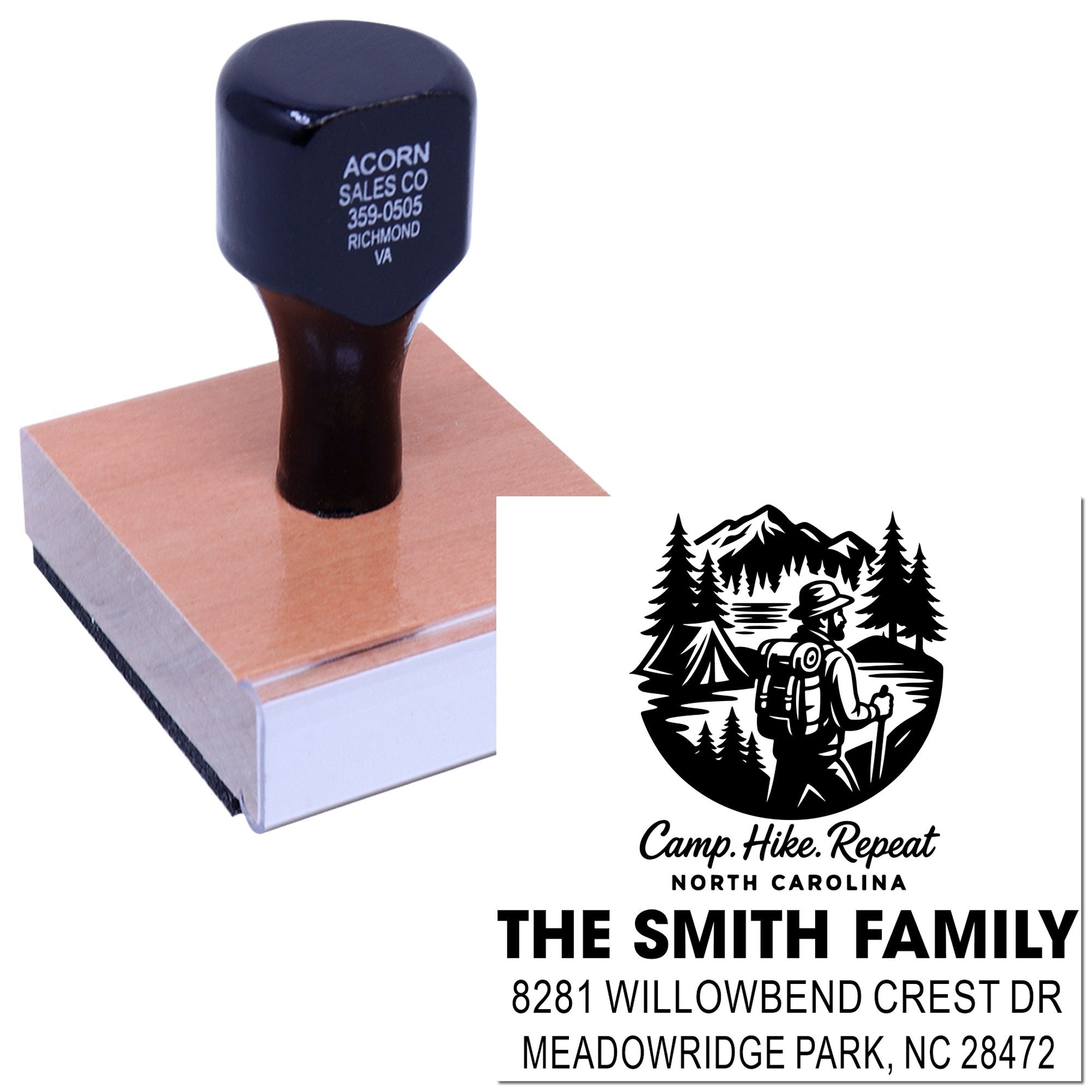 Adventure Seeker Design Wood Handle Stamp