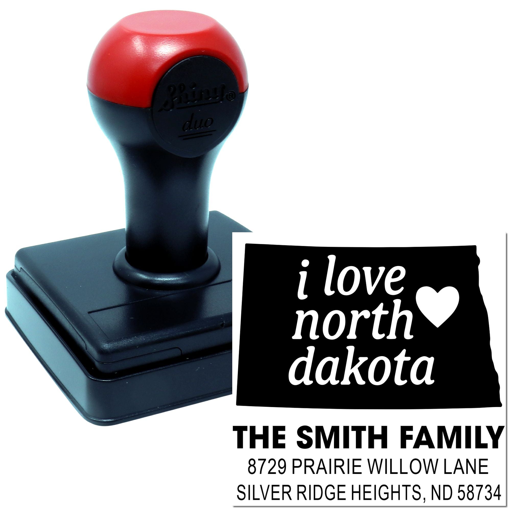 Dakota Love Heart Rubber Stamp – Custom 3-Line Craft Stamp with Square Wood Handle