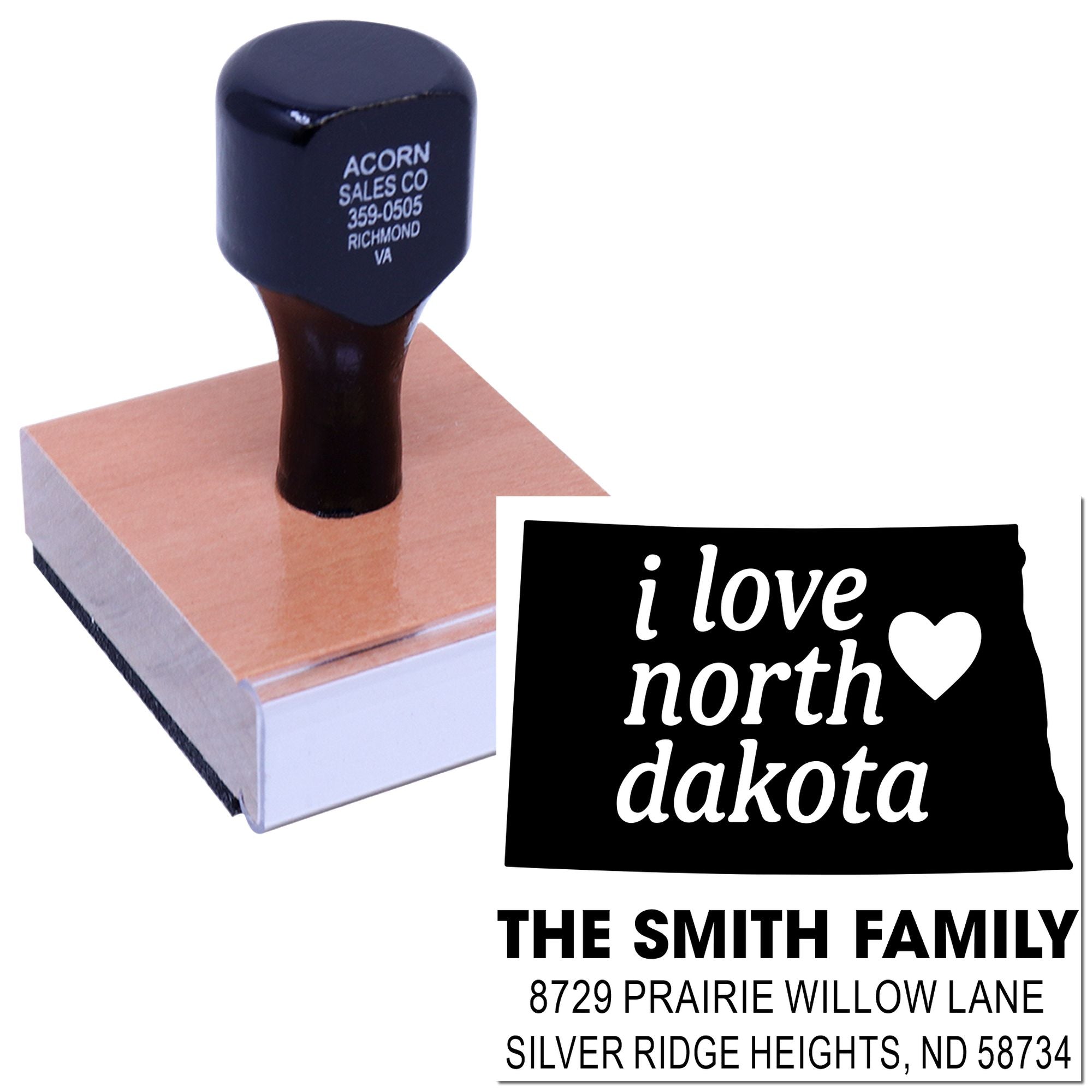 Dakota Love Design Wood Handle Stamp