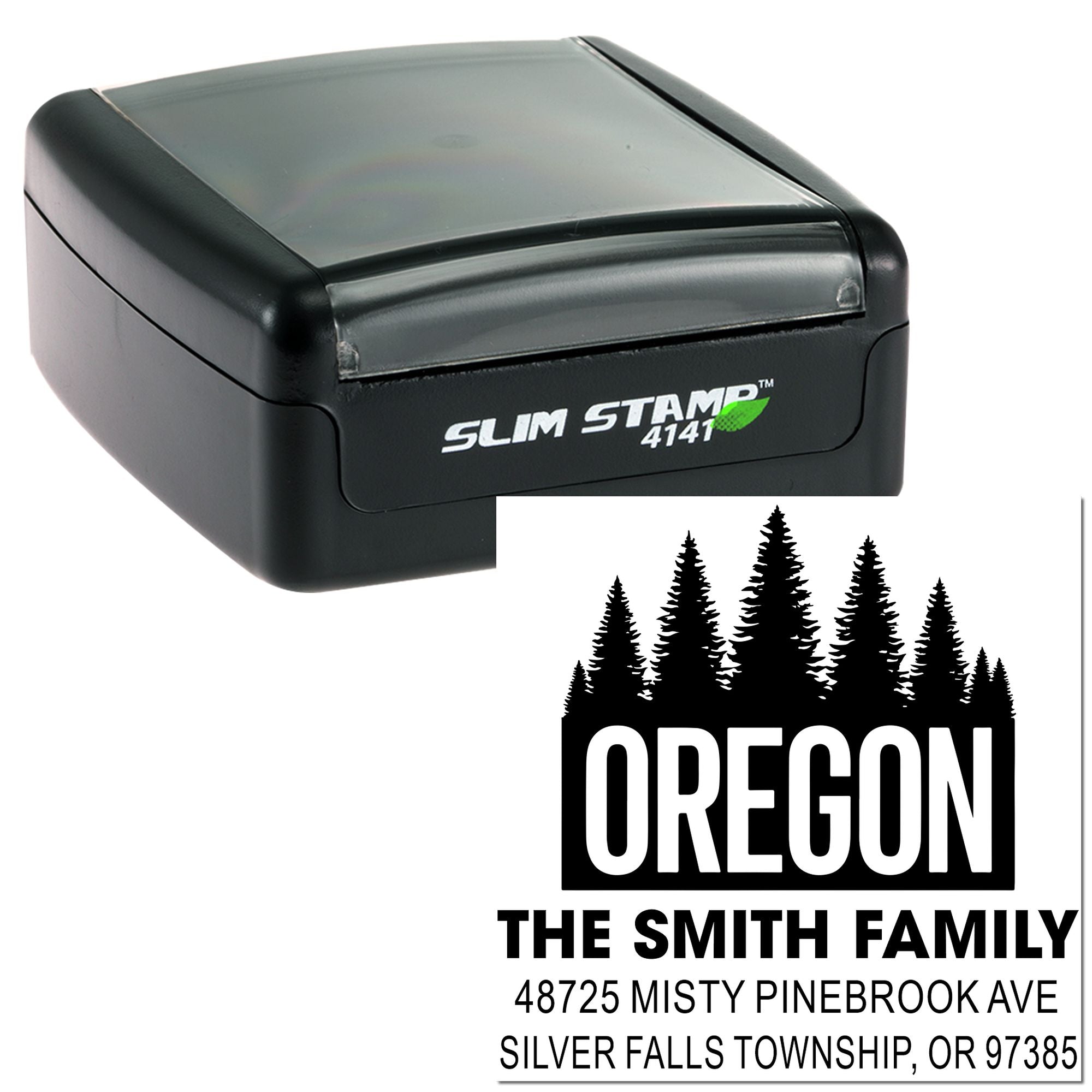 Custom Slim Stamp rubber stamp with Oregon return address design for The Smith Family, ideal for personalized mailing and branding.