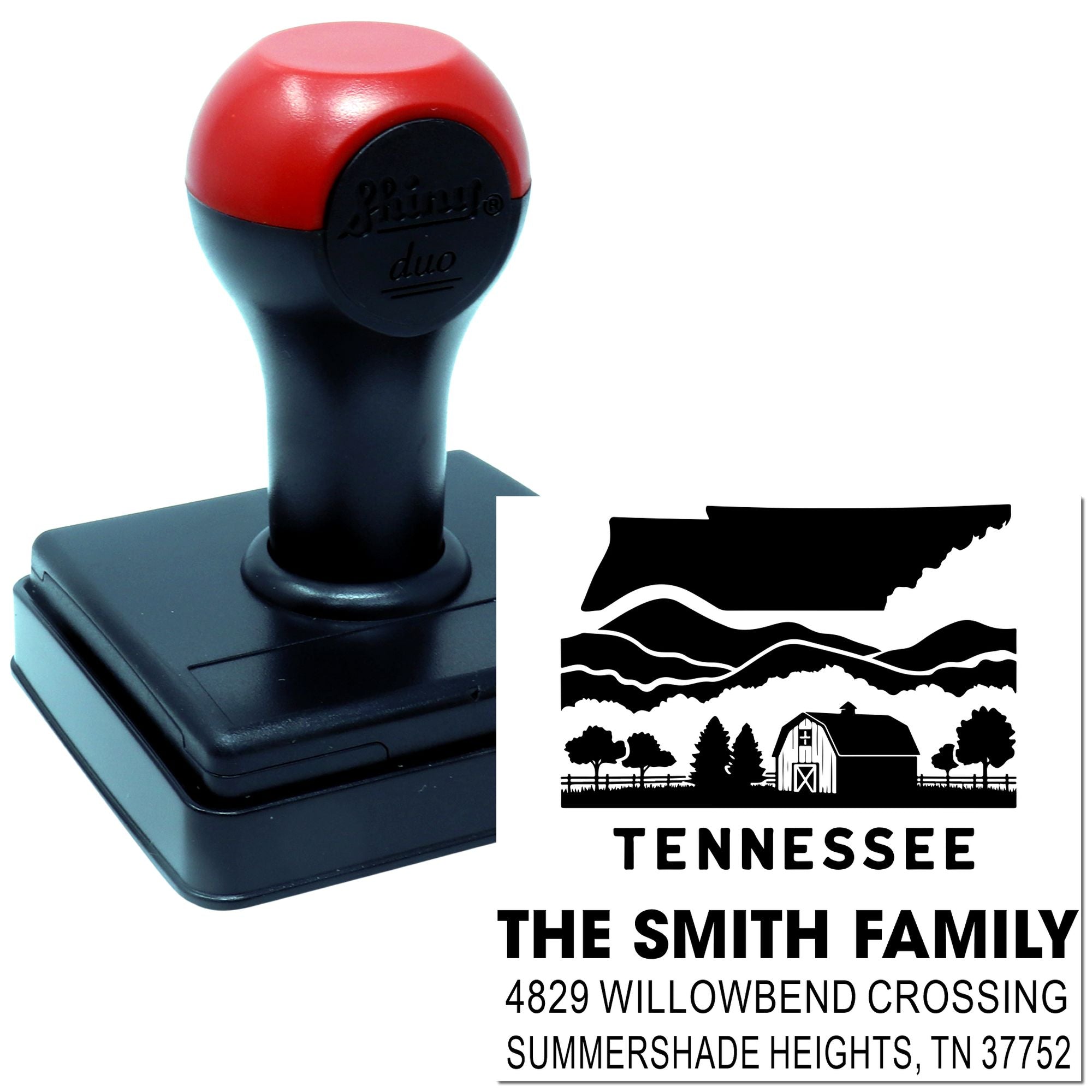 Custom Tennessee self-inking return address rubber stamp for The Smith Family, personalized mail stamp with address.