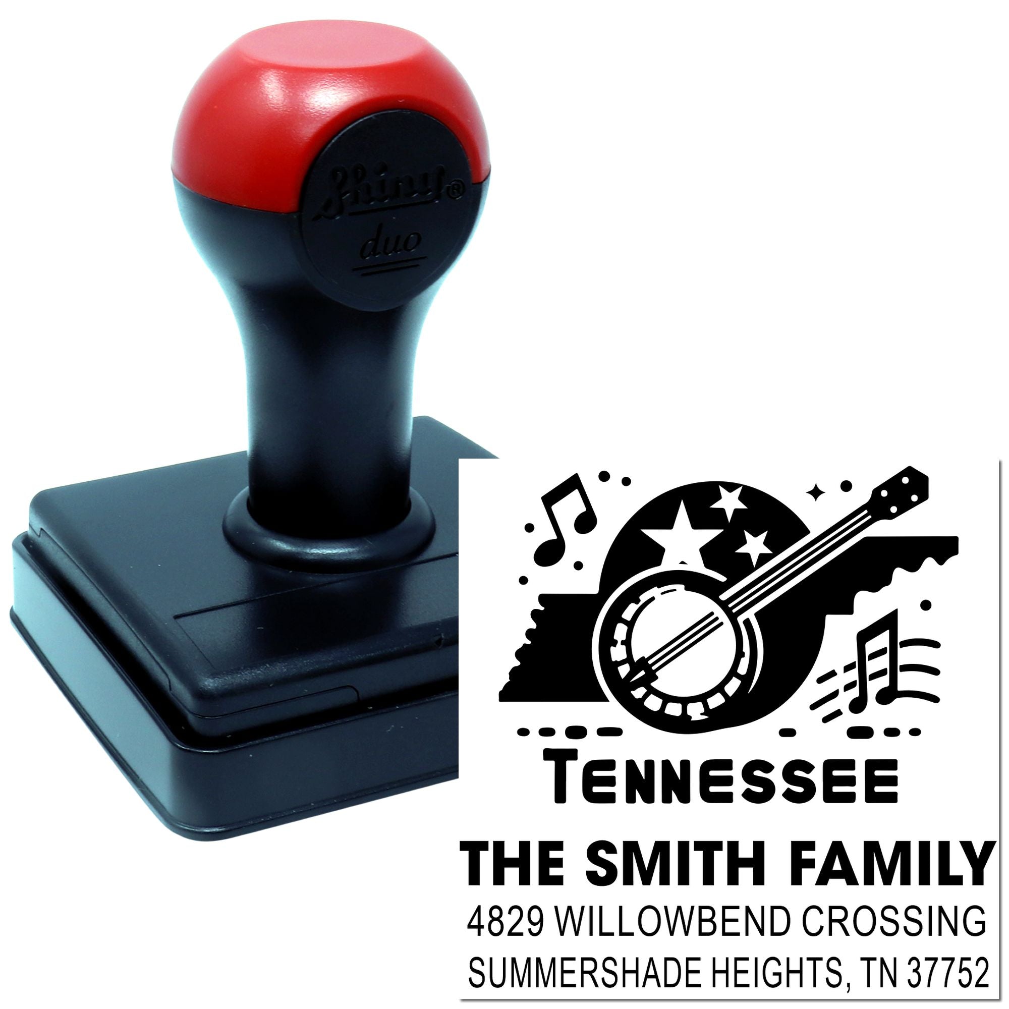 Custom self-inking rubber stamp with Tennessee design and Smith family return address for personalized mailing.