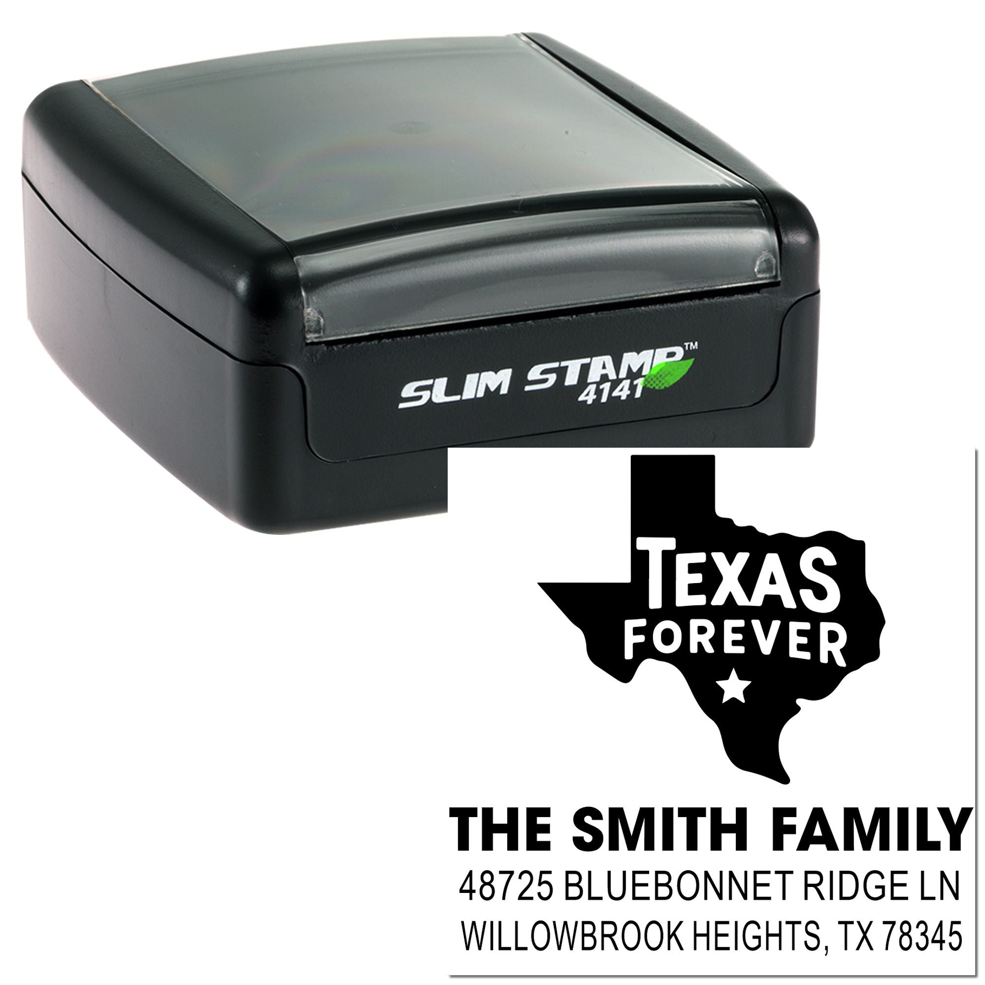 Texas Forever Custom Address Stamp – Square , or Slim Pre-Inked, Perfect for New Homeowners & Small Businesses