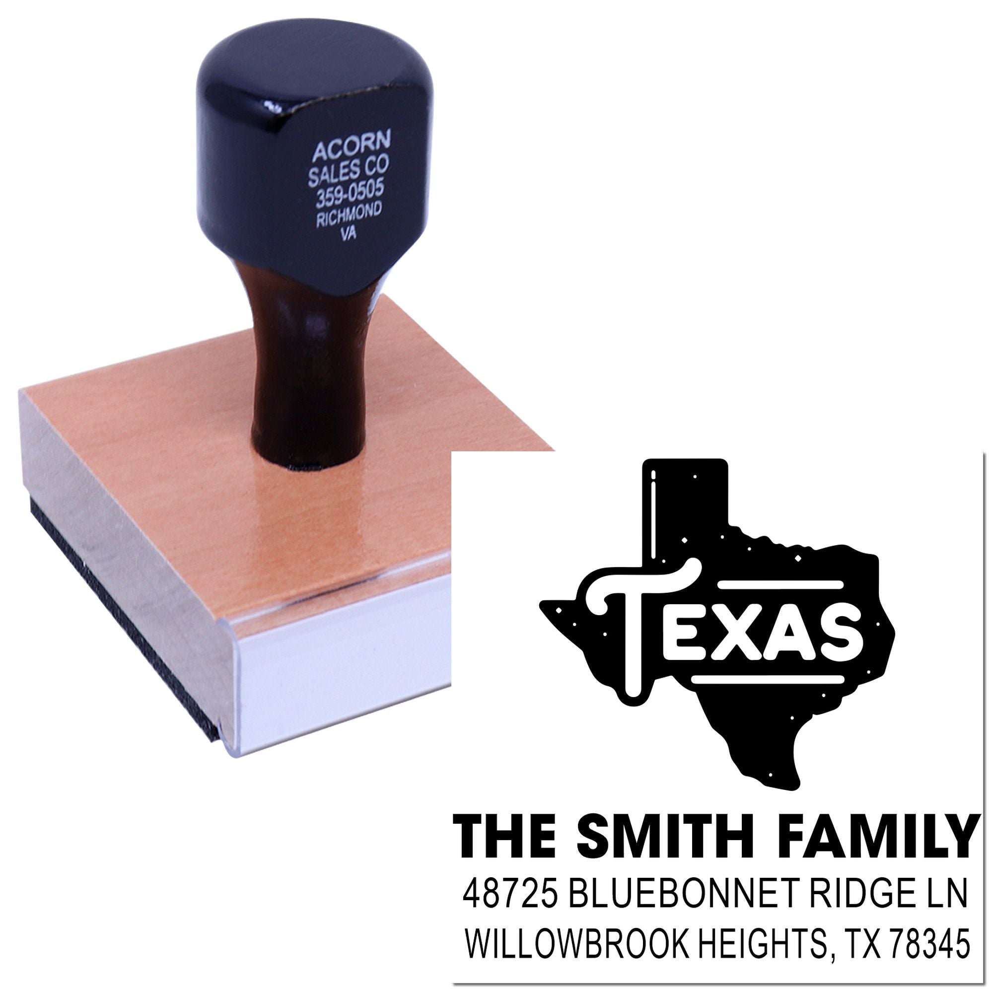 Texas Bold Design Wood Stamp