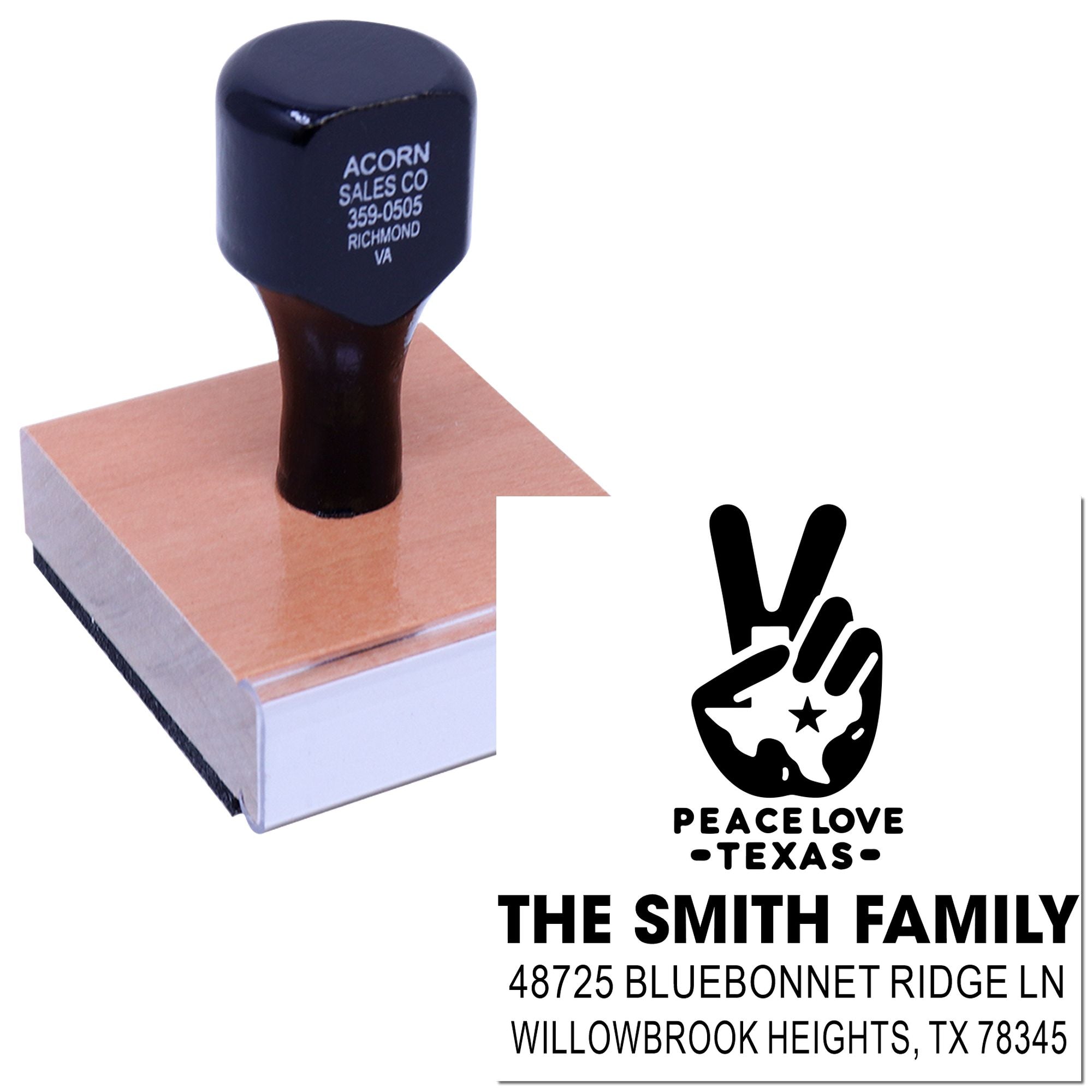 Peaceful Texas Vibes Wood Handle Stamp