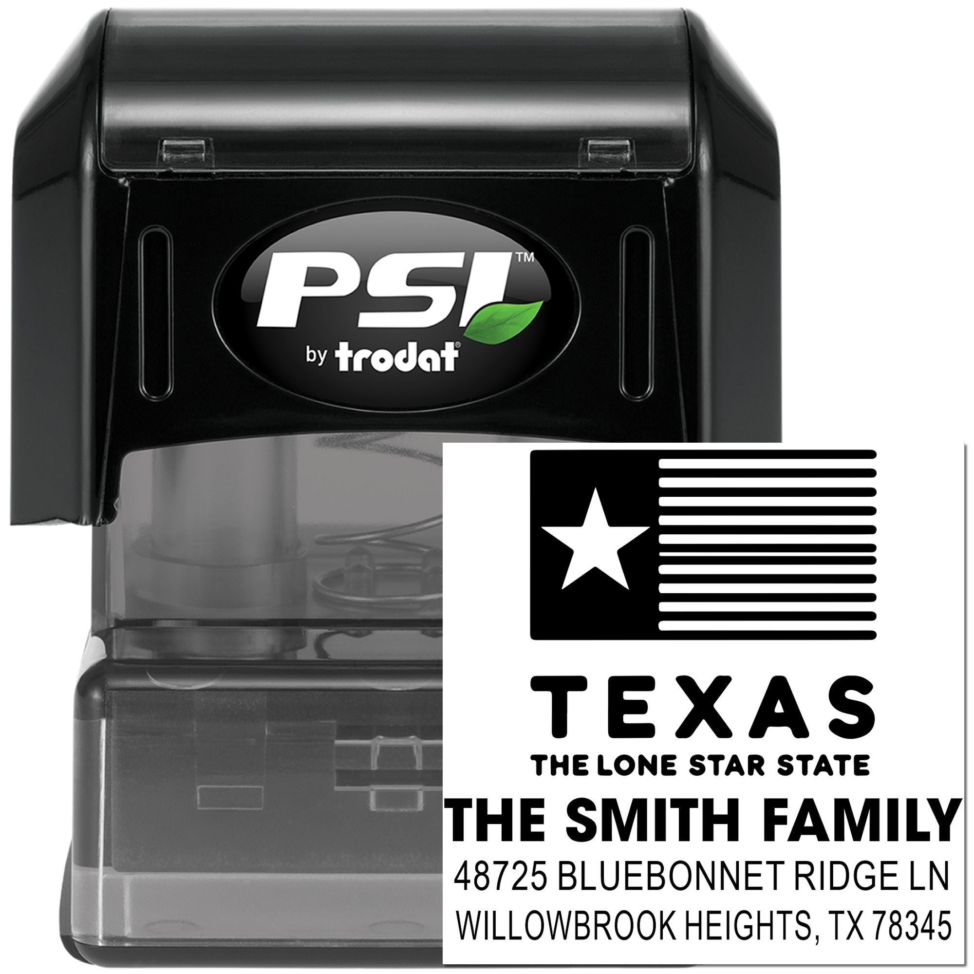 Lone Star Pride Americana Personalized 1-5/8" Square Address Pre-Inked Stamp
