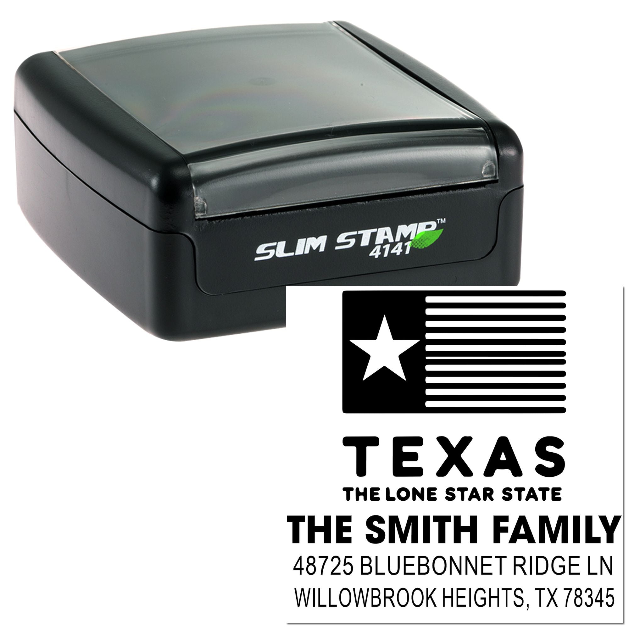 Lone Star Pride 1-5/8" Square -Handled Custom Tag Pre-Inked Stamp