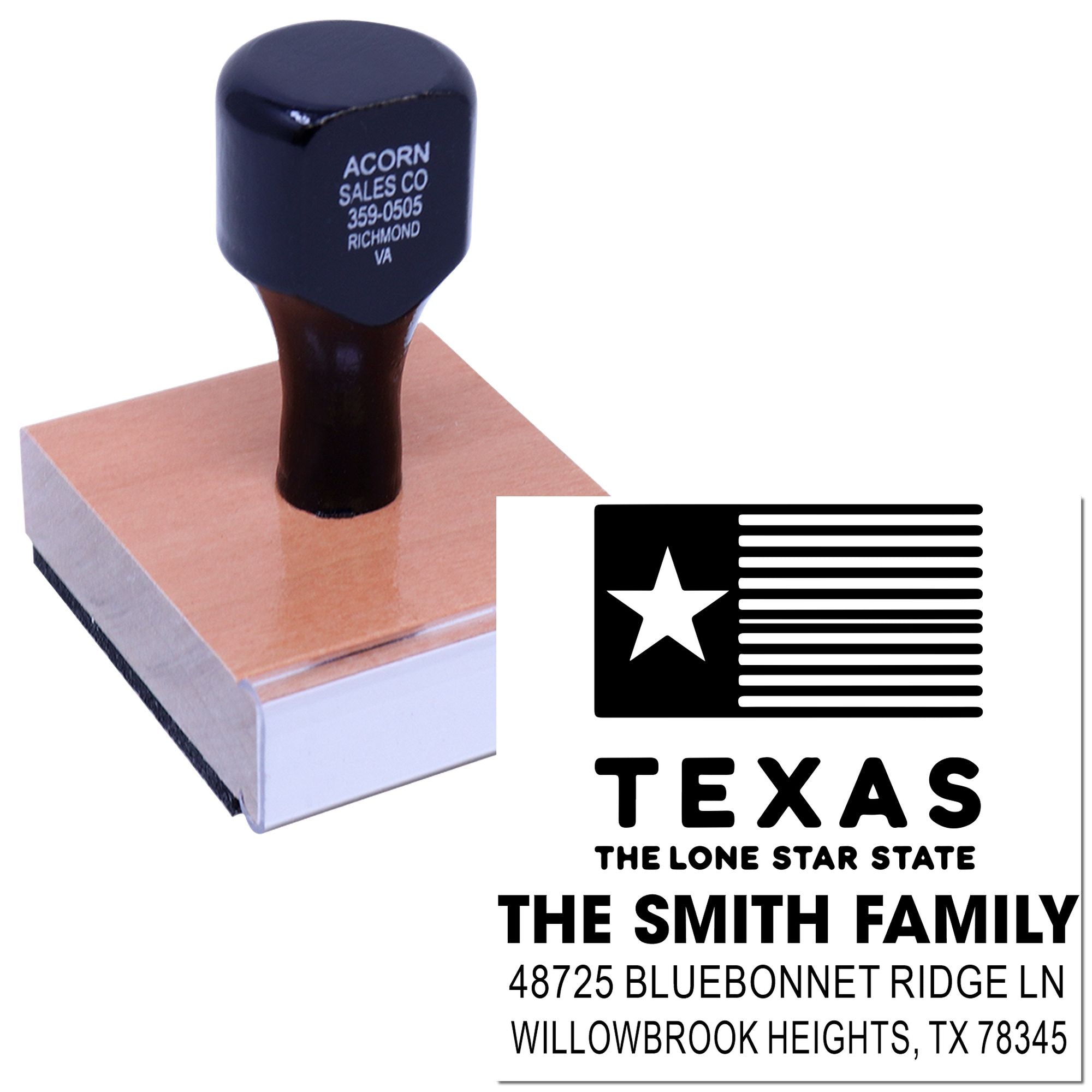 Lone Star Pride Wood Handle Stamp