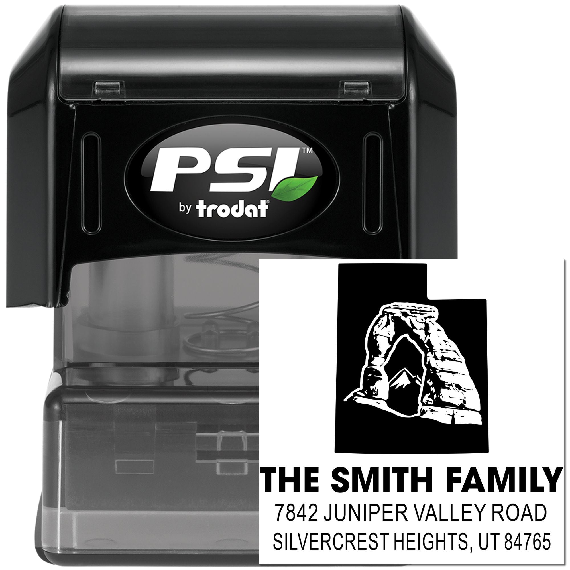 Arches Adventure Utah Landmark Vista Personalized Rubber Pre-Inked Stamp for Letters