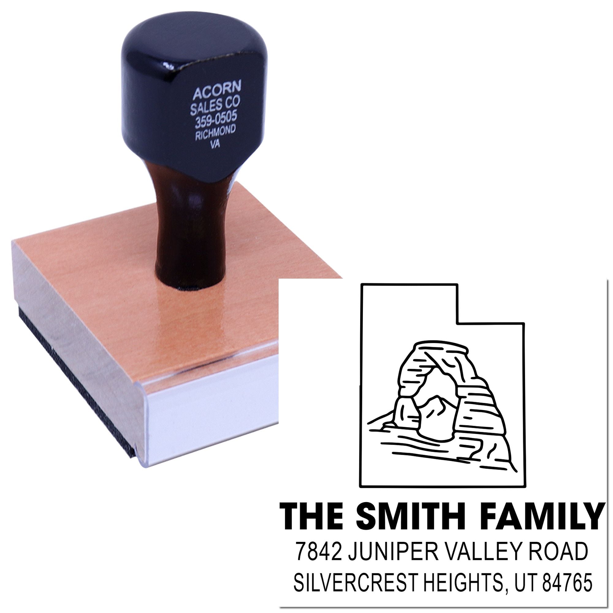Utah Arch Outline Wood Handle Stamp