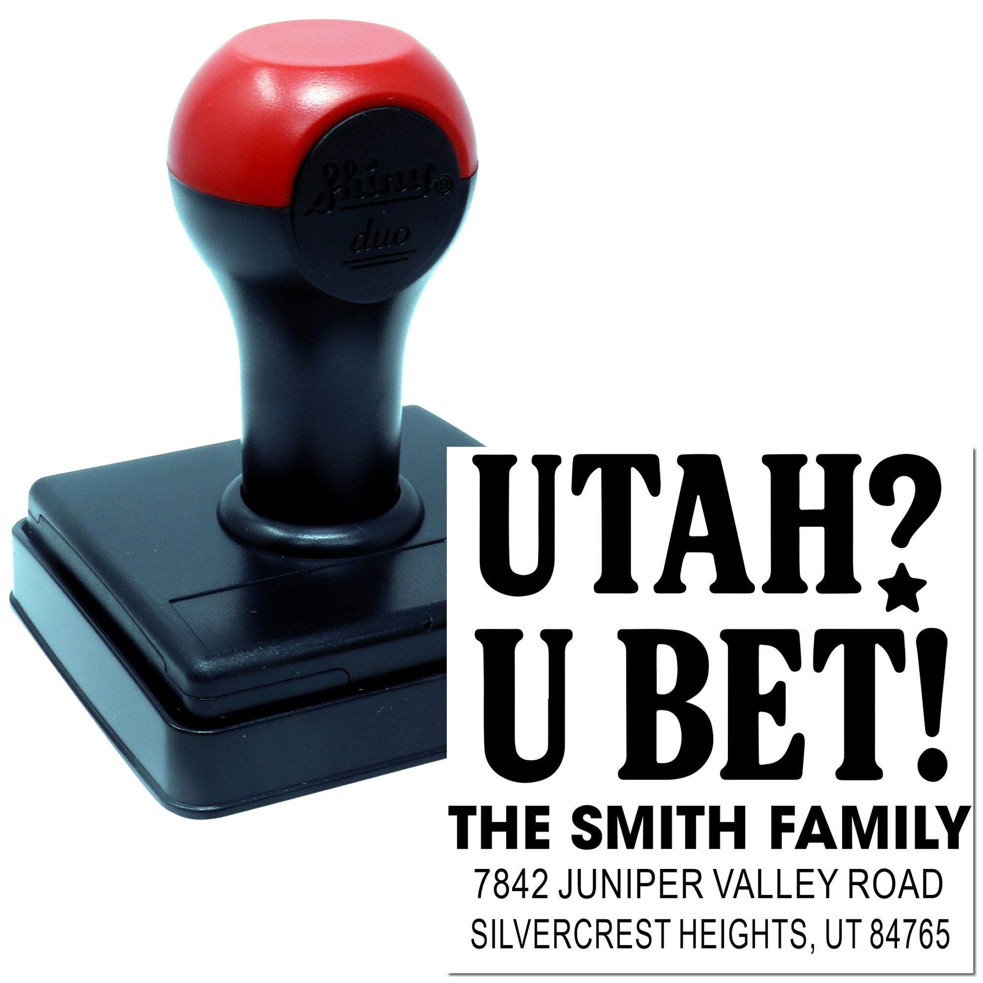 Custom Utah Western Spirit Square Rubber Stamp with Ink, 1-5/8" Customizable Stamp for Crafters, Small Businesses, Events, and Gift Shops