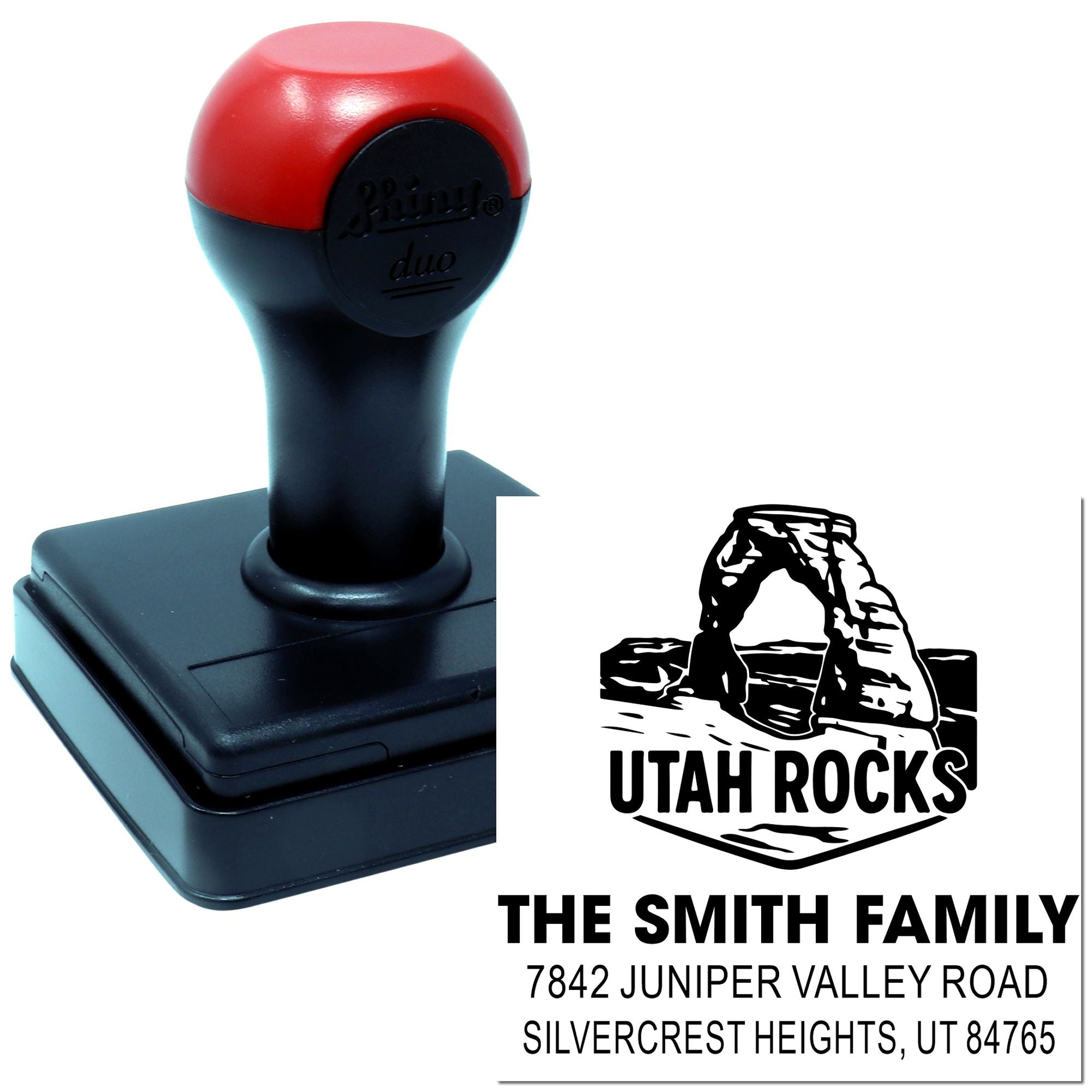 Utah Adventure Vintage Customizable 3-Line Wood-Handled Rubber Stamp