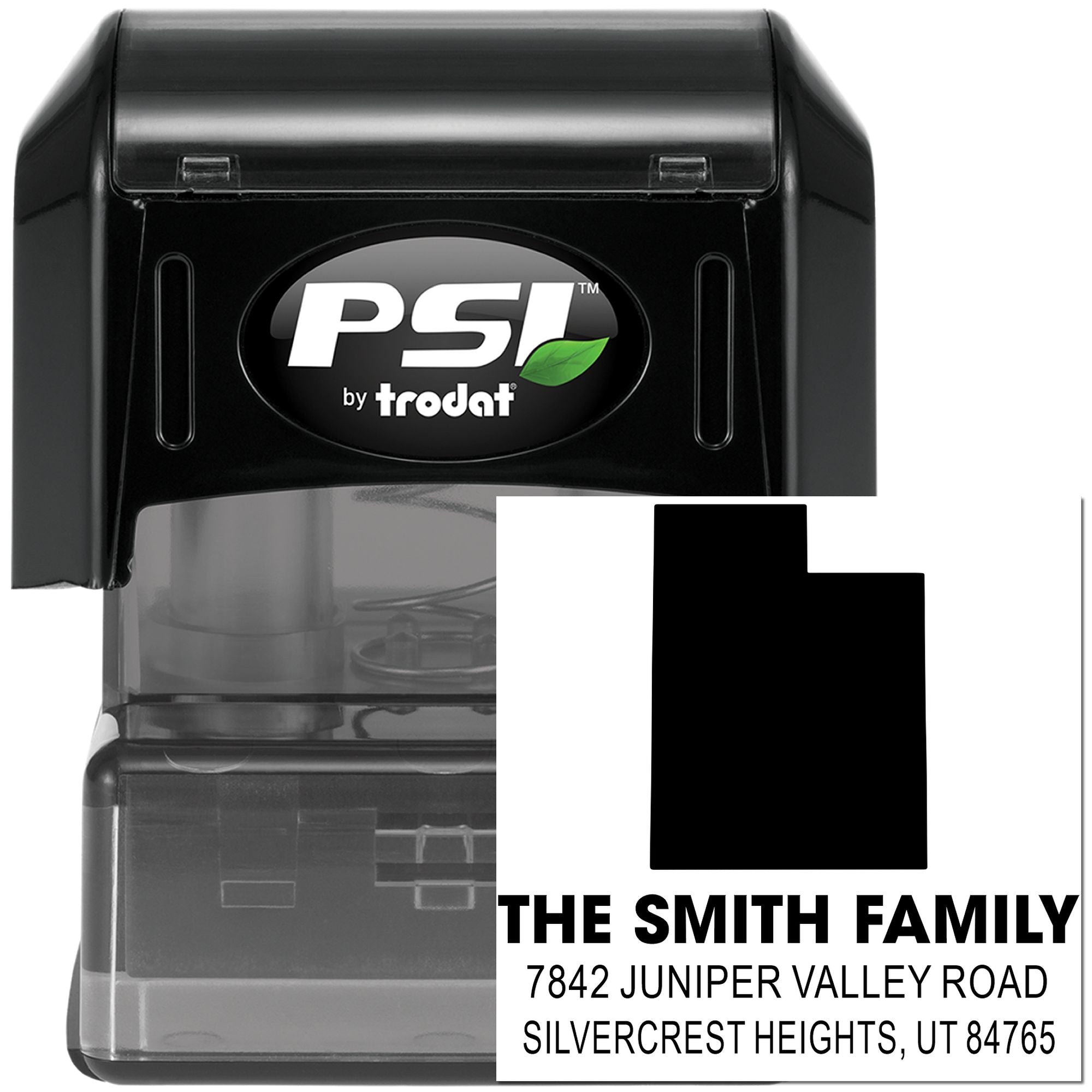 Utah State Silhouette Personalized Custom Text Rubber Pre-Inked Stamp