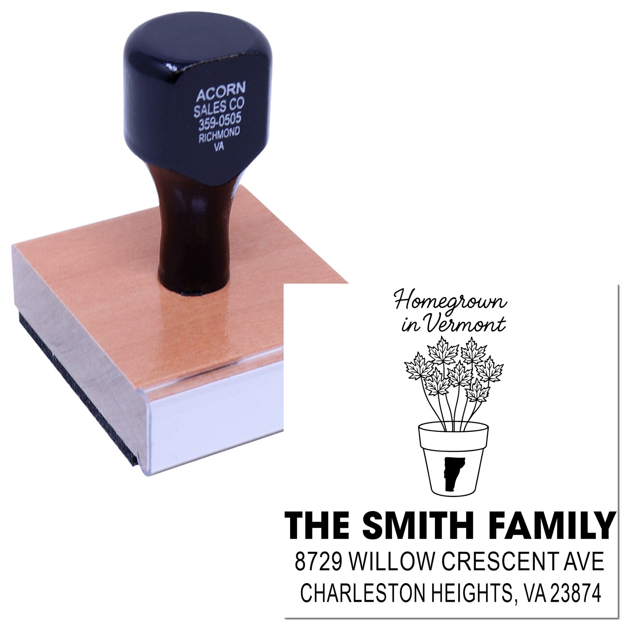 Vermont Maple Charm Wood Handle Stamp