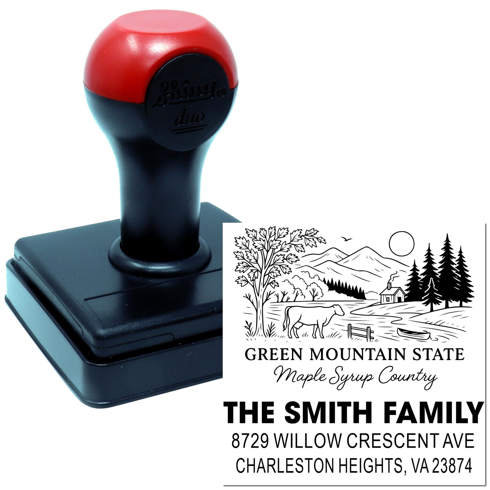 Rustic Maple Country Scene 3-Line Inked Rubber Stamp for Cabin Decor & DIY Crafts