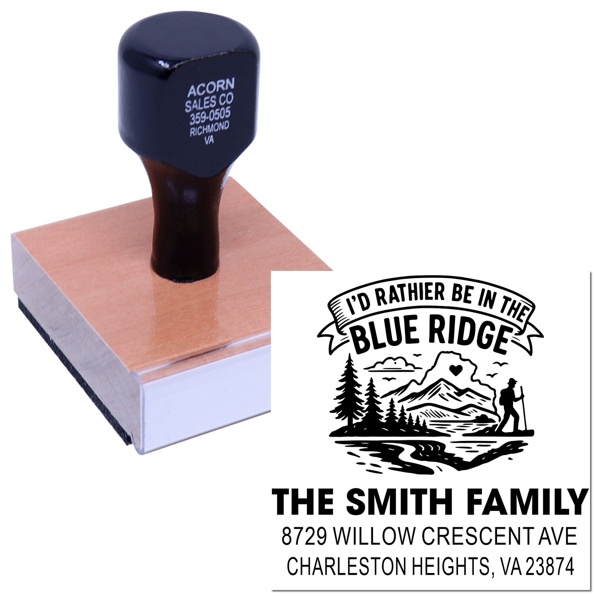 Blue Ridge Adventure Wood Handle Stamp