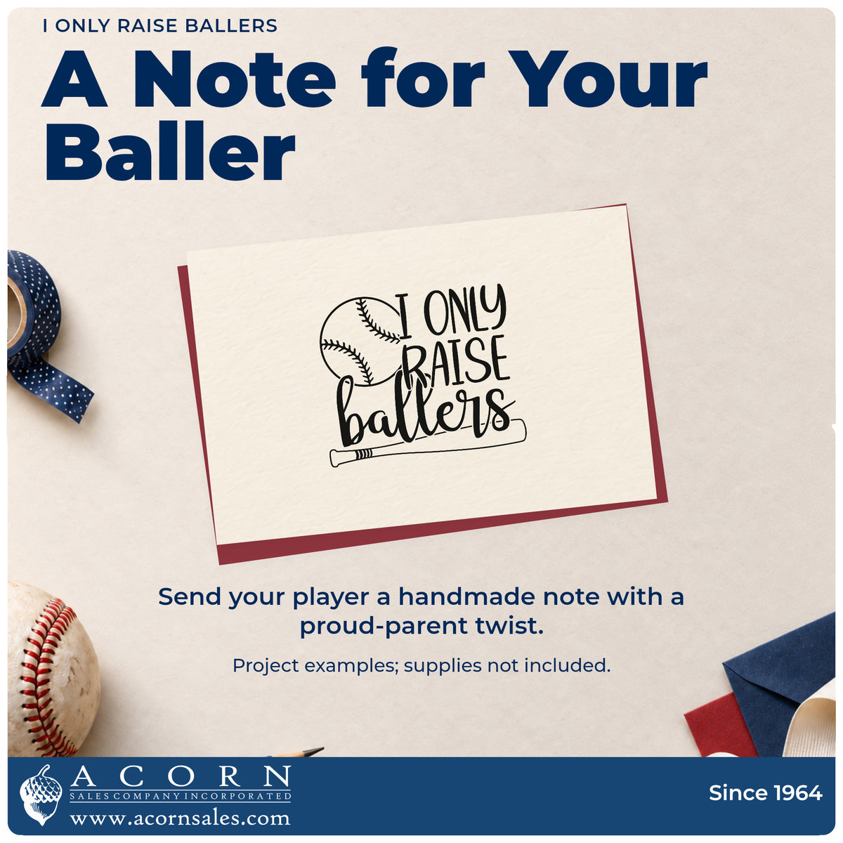 Finished handmade project created with the I Only Raise Ballers Pre-Inked Stamp – PSI.