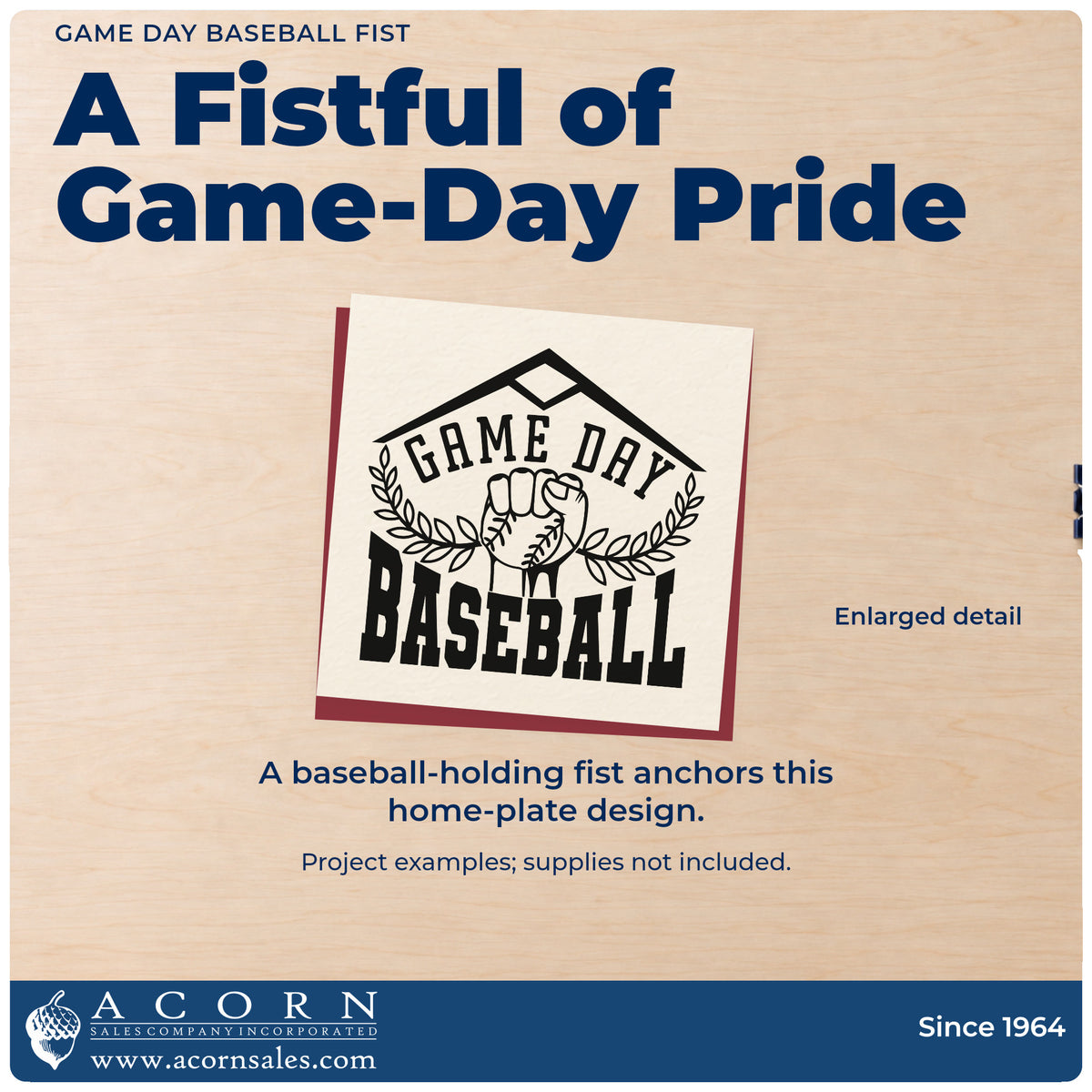 Self-Inking Game Day Baseball Fist Stamp design shown close up for craft and DIY project inspiration.