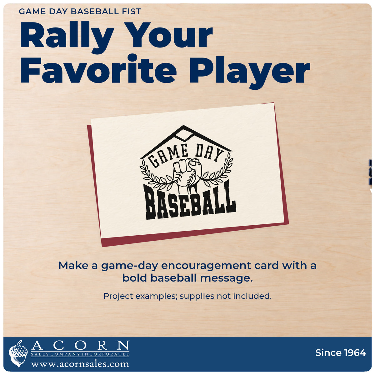 Finished handmade project created with the Self-Inking Game Day Baseball Fist Stamp.