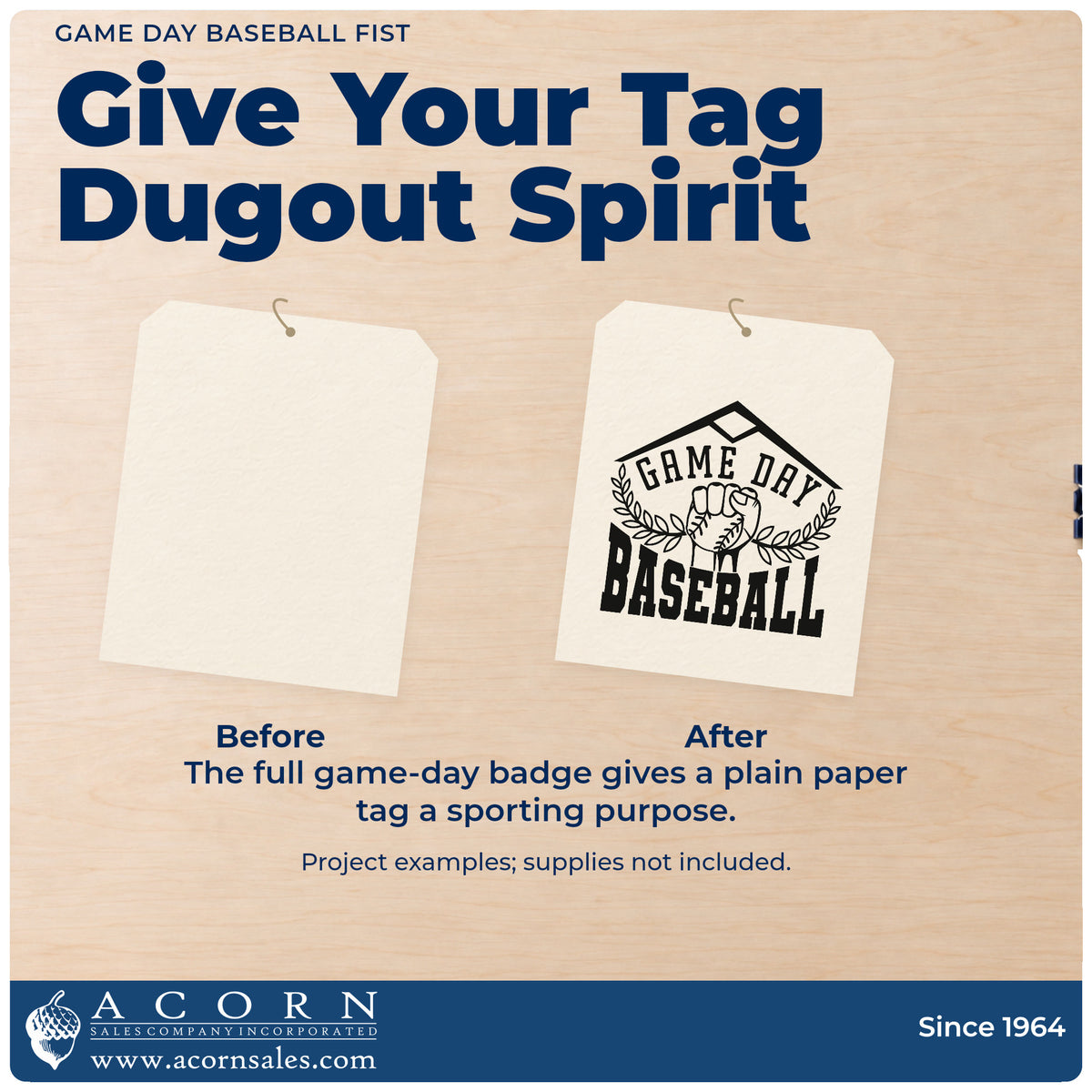 Self-Inking Game Day Baseball Fist Stamp adding the finishing touch to handmade gifts and packaging.