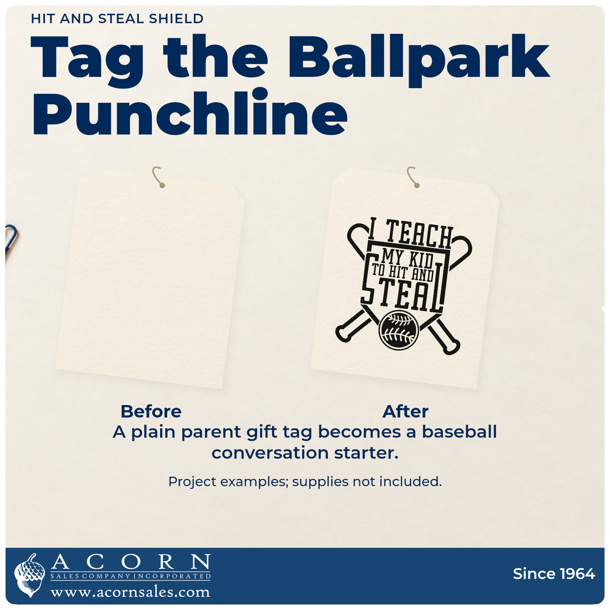 Before and after of a plain item finished with the Hit And Steal Shield Crossed Baseball Bats Stamp - Premium Vintage Pro Wooden, a quick upgrade for parent shirt transfers.