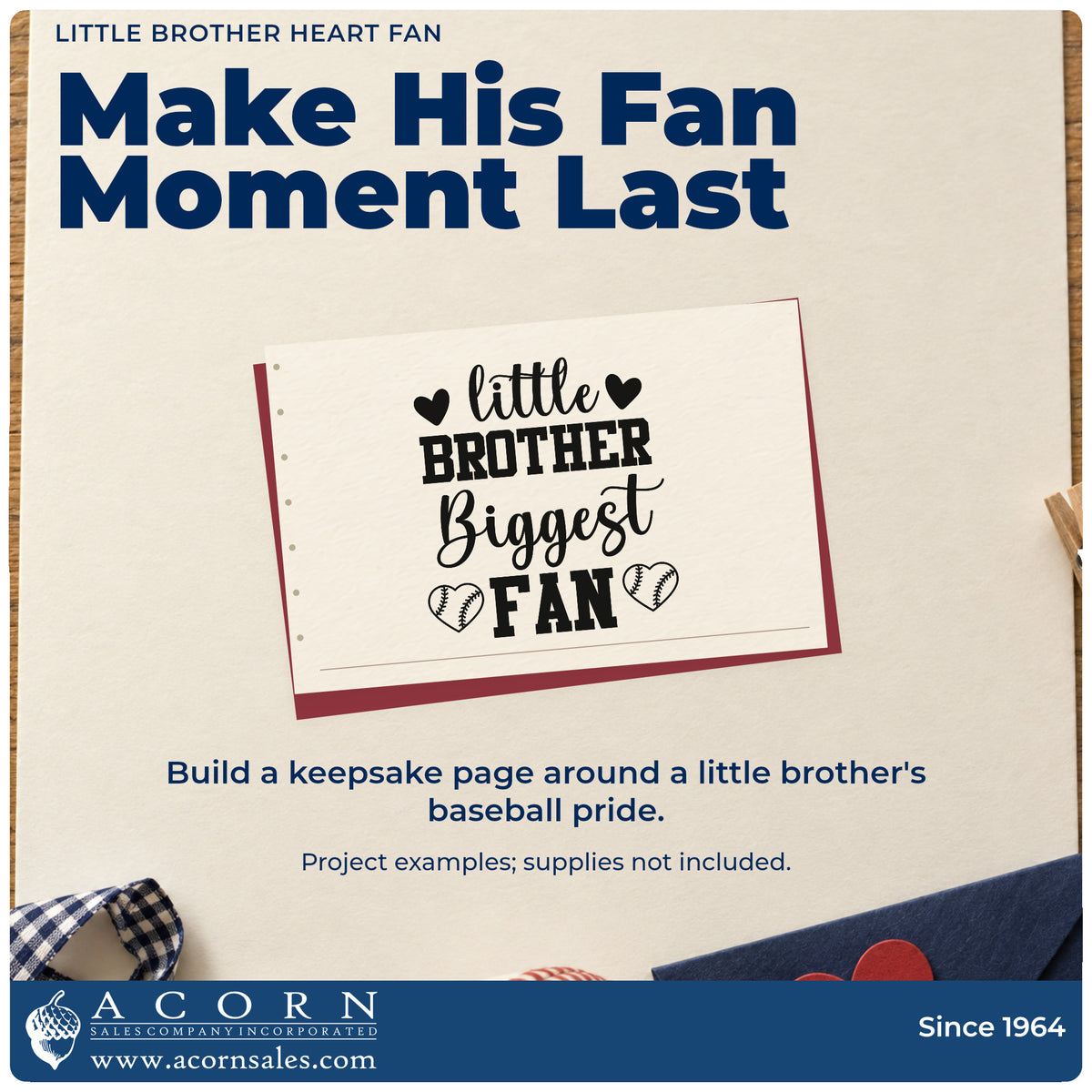 A finished handmade project stamped with the Little Brother Heart Fan Pre-Inked Stamp – Slim, ideal for kid fan tees.
