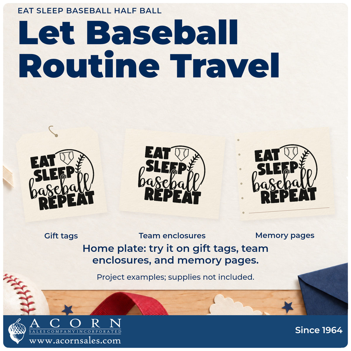 More project ideas and possibilities using the Eat Sleep Baseball Half Ball Home Plate Badge Rubber Stamp – Wood Handle.