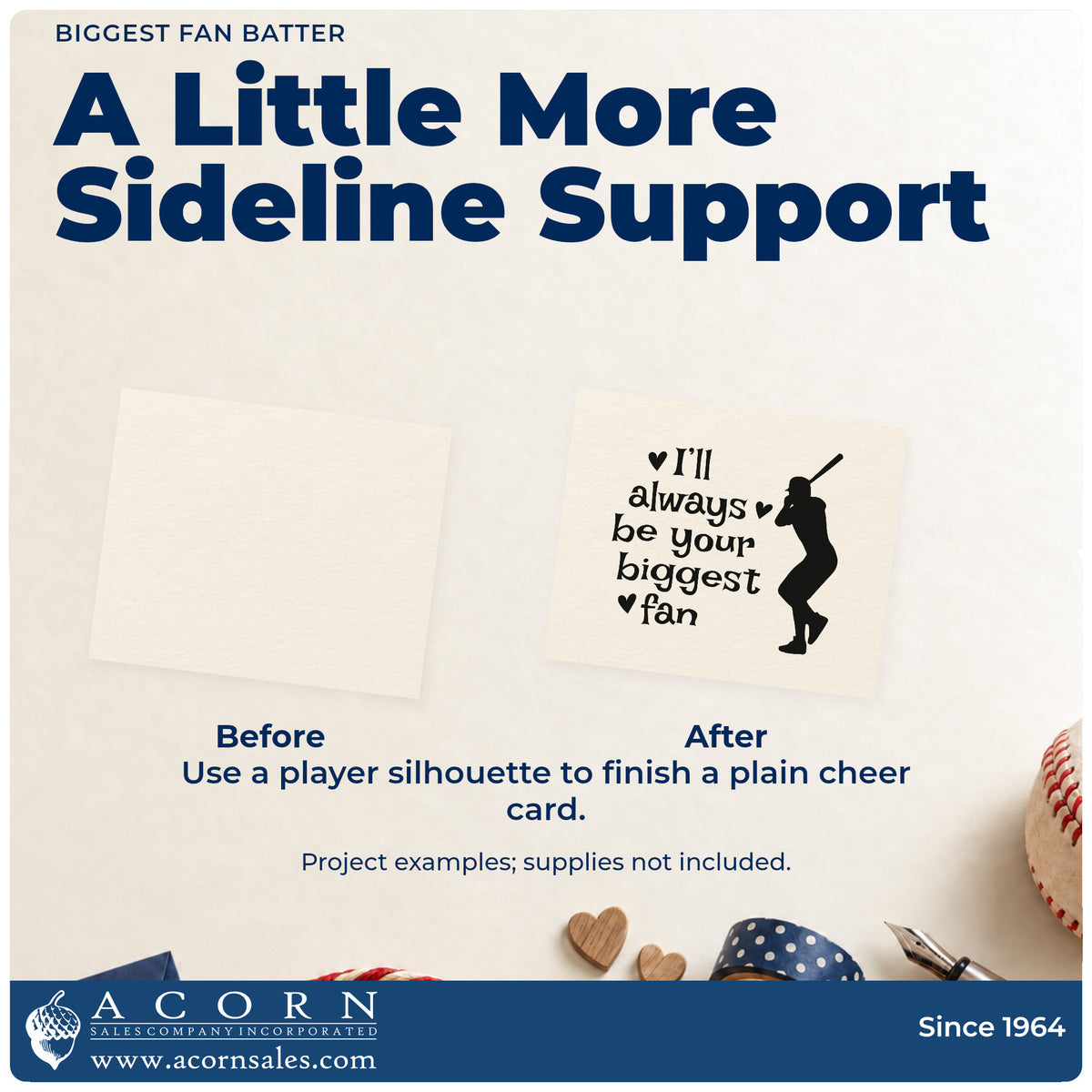 Biggest Fan Batter With Hearts Pre-Inked Stamp – Slim adding the finishing touch to handmade gifts and packaging.