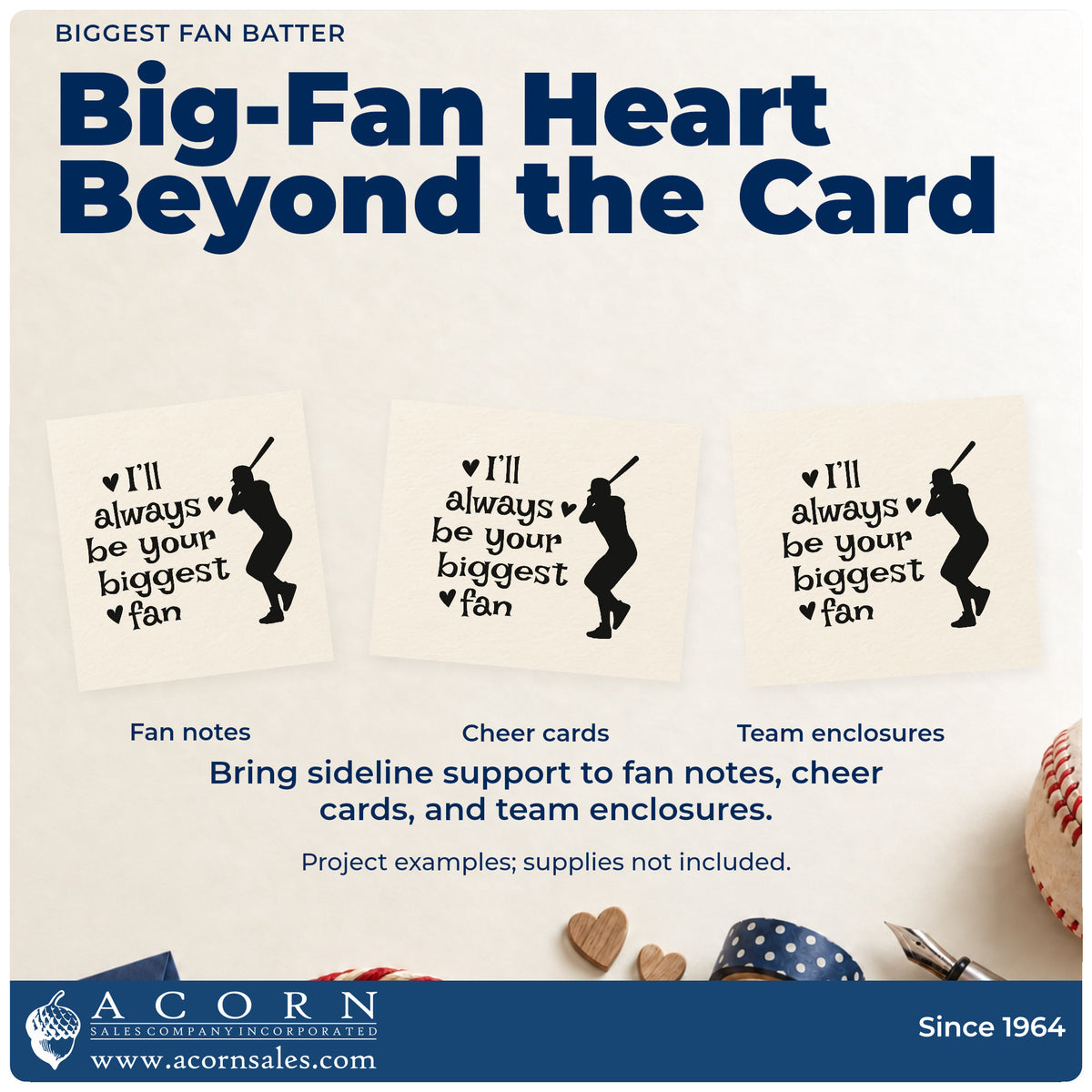 More project ideas and possibilities using the Biggest Fan Batter With Hearts Pre-Inked Stamp – Slim.