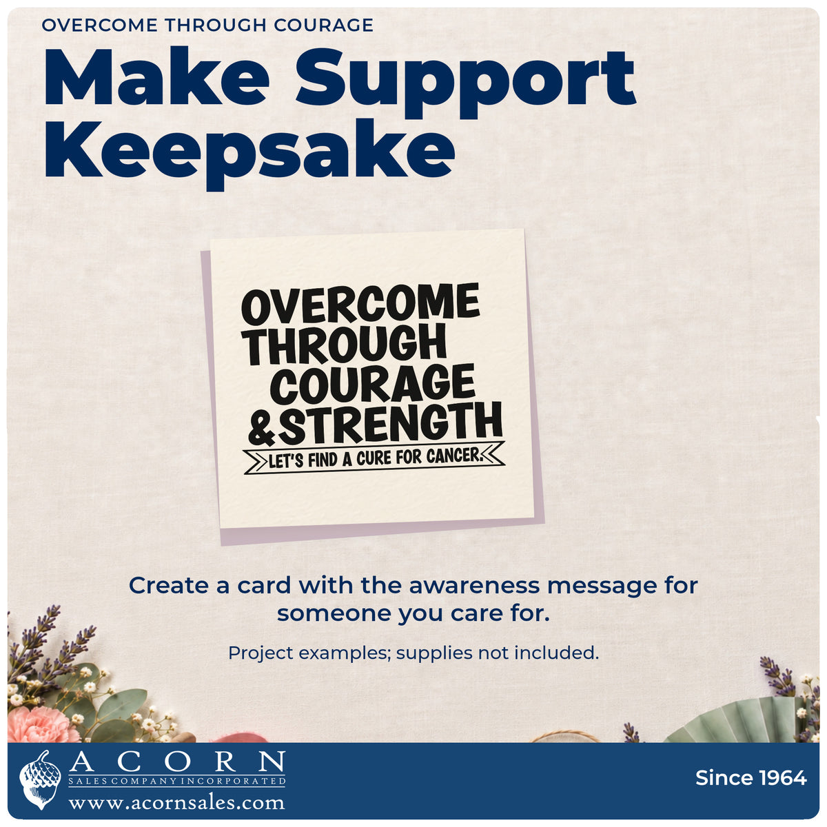 Finished handmade project created with the Overcome Through Courage Rubber Stamp – Wood Handle.